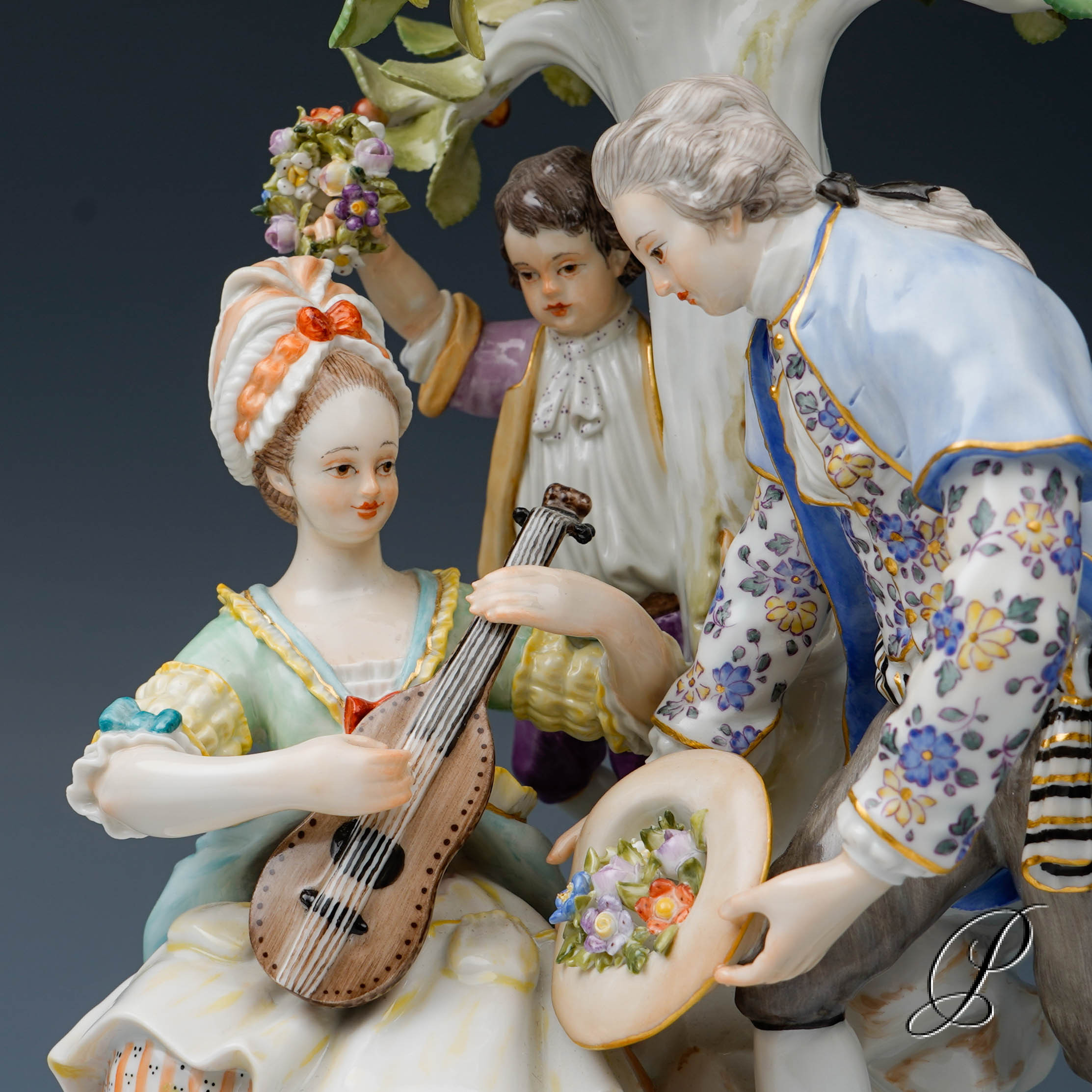 große Figurengruppe Meissen " Gärtnergruppe mit Apfelbaum" – Bild 13