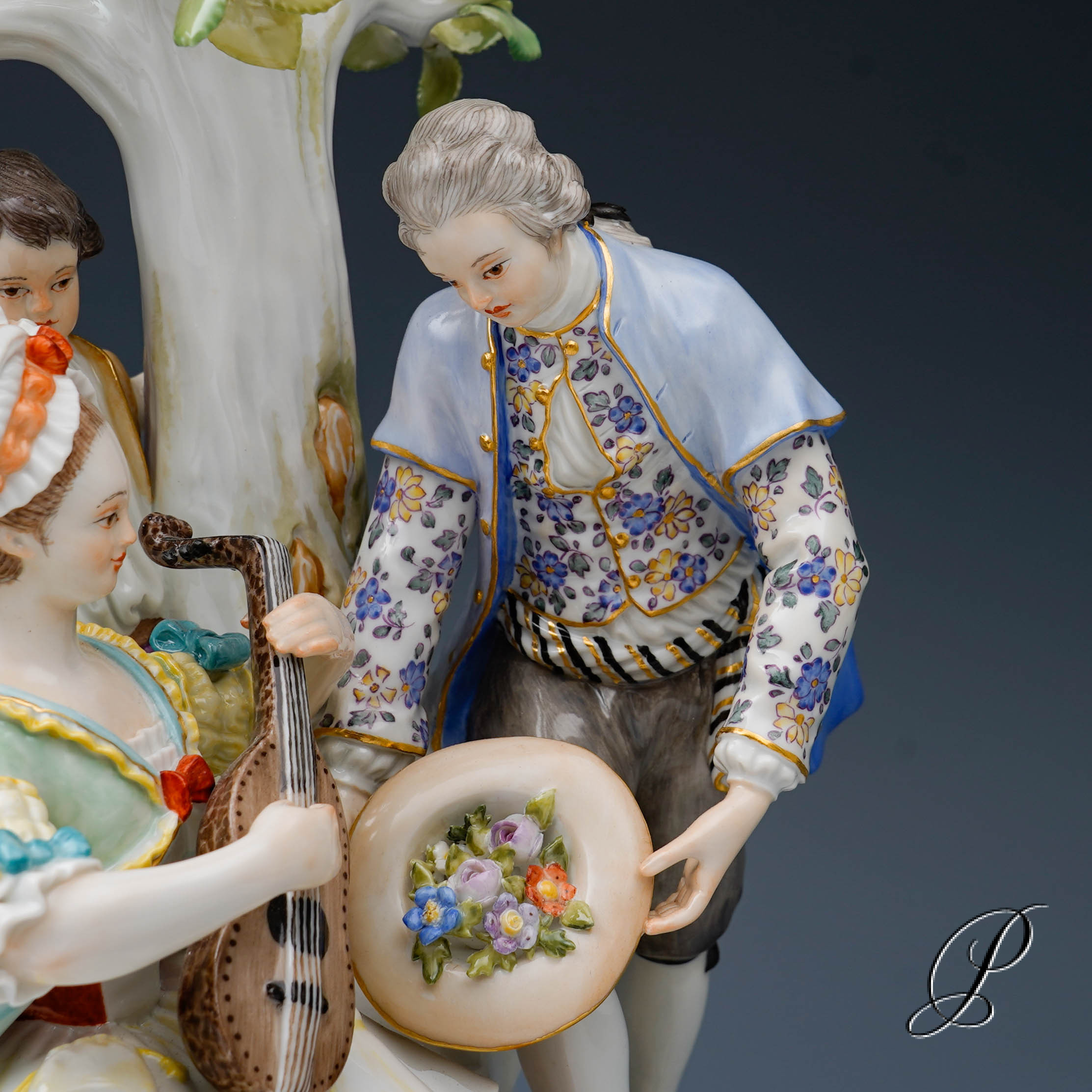 große Figurengruppe Meissen " Gärtnergruppe mit Apfelbaum" – Bild 14