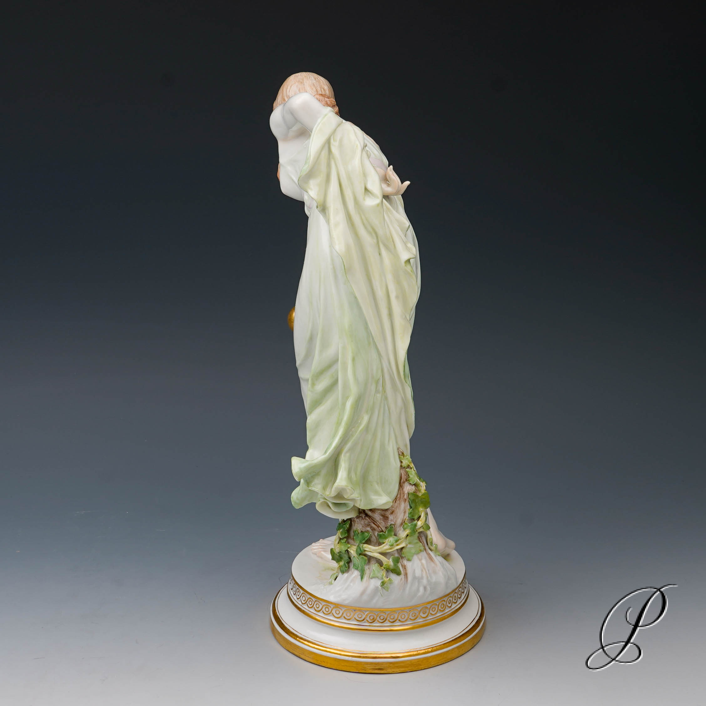 wunderschöne große Figur Meissen Kugelspielerin - Jugendstil – Bild 9