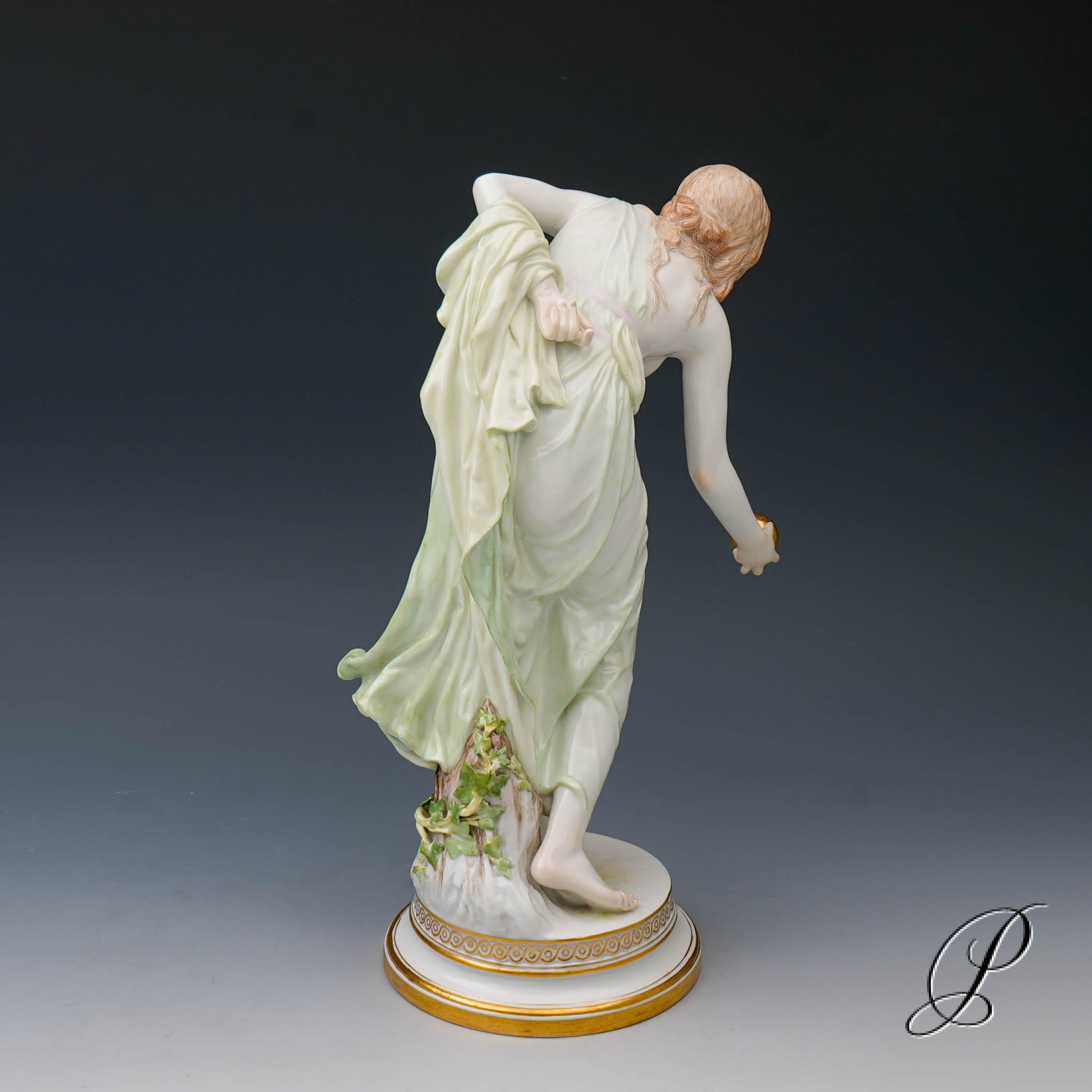 wunderschöne große Figur Meissen Kugelspielerin - Jugendstil – Bild 10