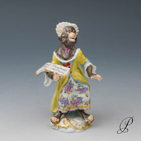 Figur Meissen 1.Wahl Sängerin aus der Affenkapelle