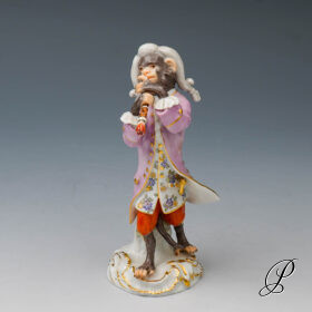 Figur Meissen 1.Wahl ein Affe als Klarinettist