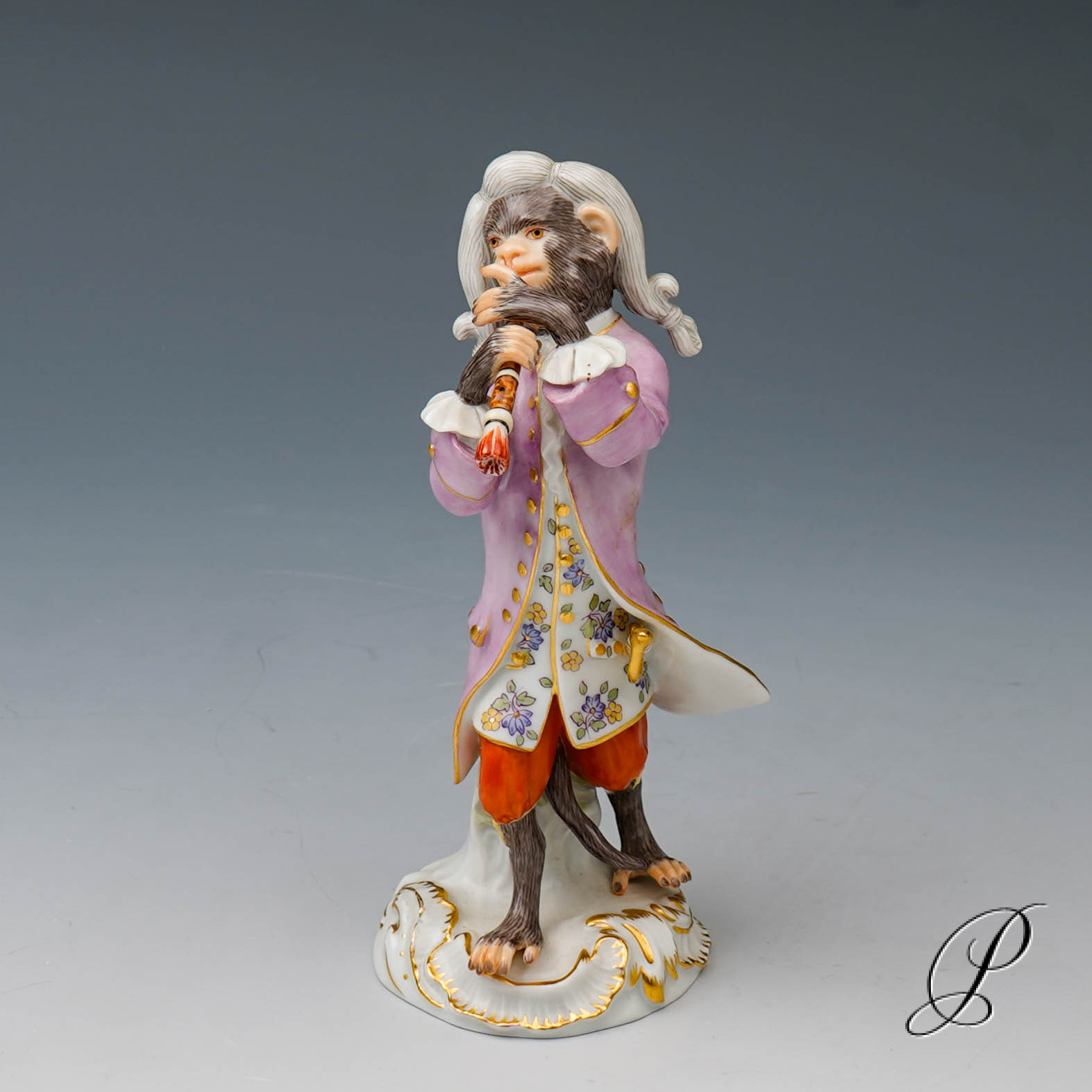 Figur Meissen 1.Wahl ein Affe als Klarinettist