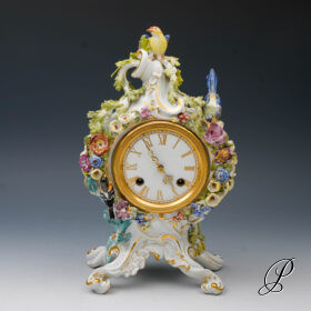 wunderschöne Kaminuhr Meissen  1.Wahl "Blumen und Vögel"
