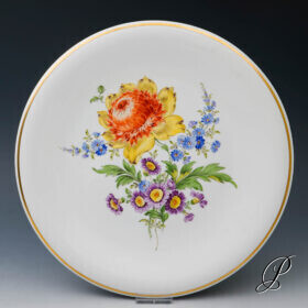 großer Wandteller Meissen 1.Wahl mit Blumenmalerei