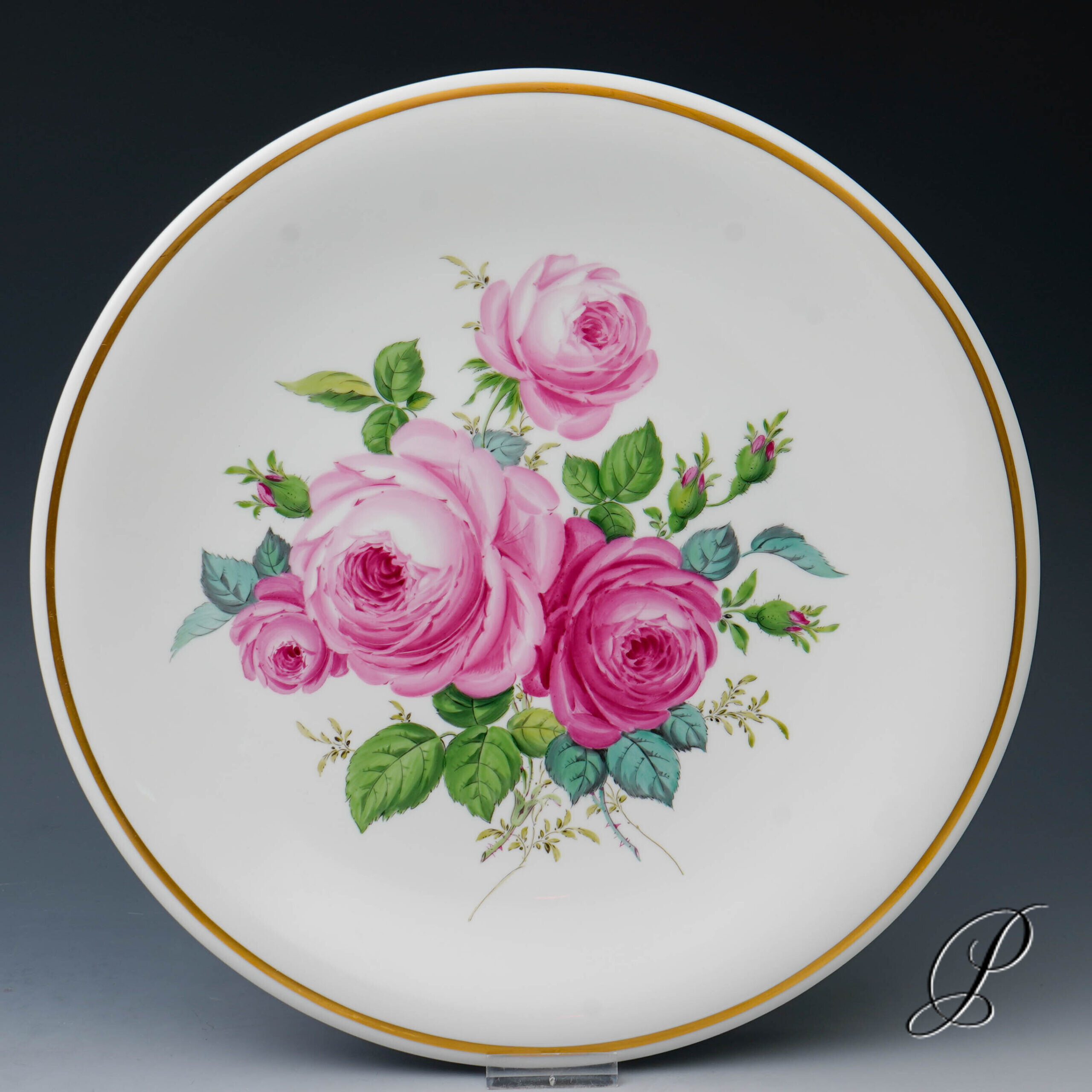 großer Wandteller Meissen mit wunderschönem Rosenbukett