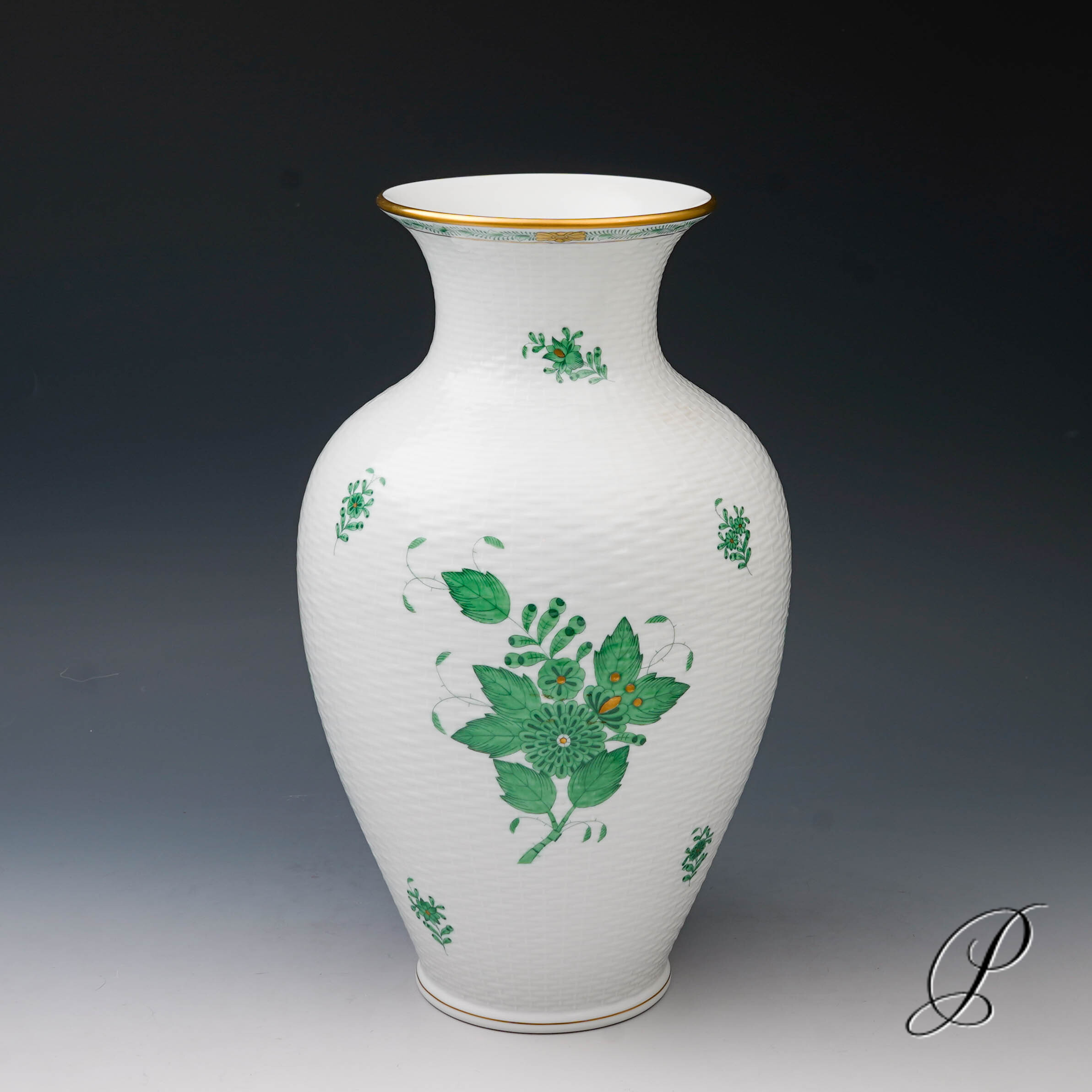 große Vase Herend im Dekor Apponyi grün