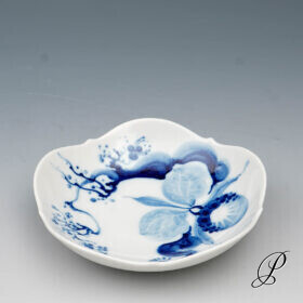 Konfektschale Meissen blaue Orchidee auf Ast von Prof. Heinz Werner