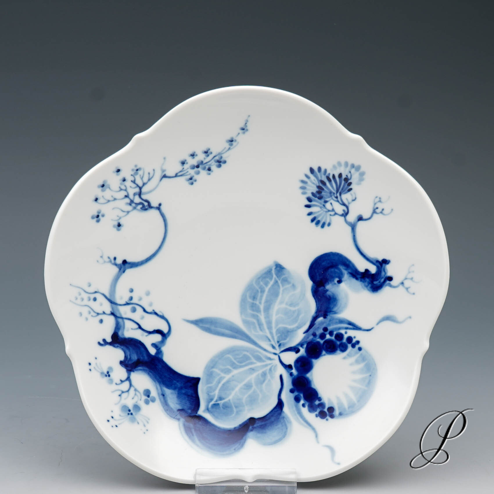 Gebäckschale Meissen blaue Orchidee auf Ast von Prof. Heinz Werner