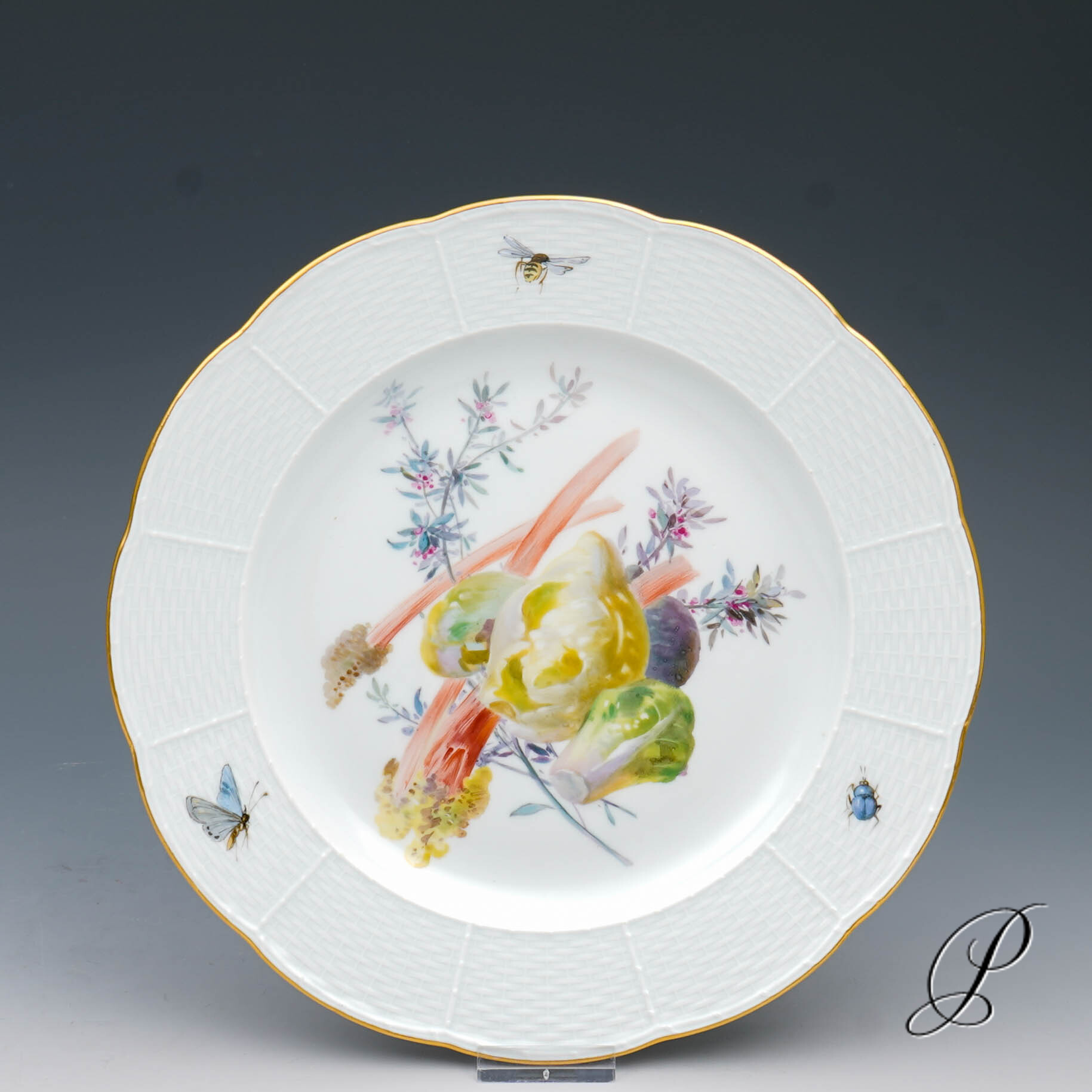 Traumhafter Teller Meissen 1.Wahl um 1910 Jhd mit naturalistischer Gemüsemalerei