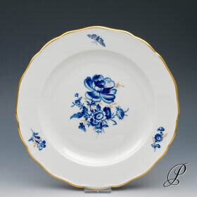 Speiseteller Meissen Blumenbukett mit Goldgräsern und Insekten
