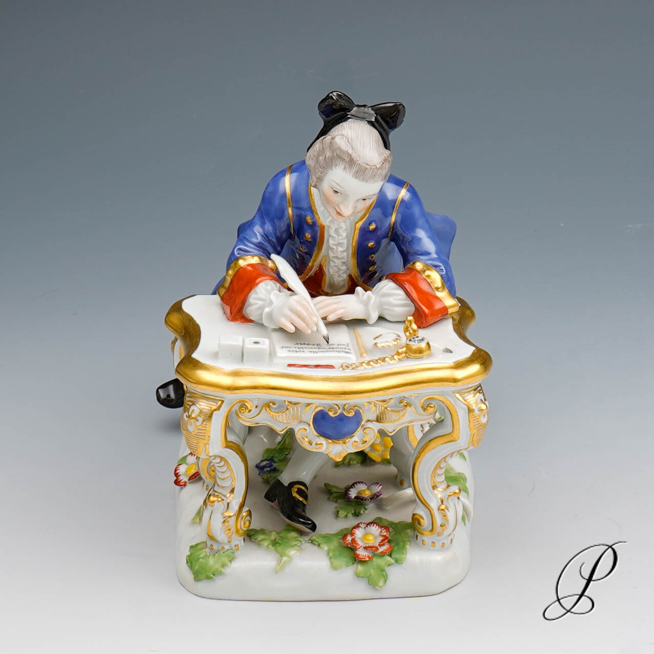 traumhafte Figur Meissen 1.Wahl - Kavalier am Schreibtisch - – Bild 2