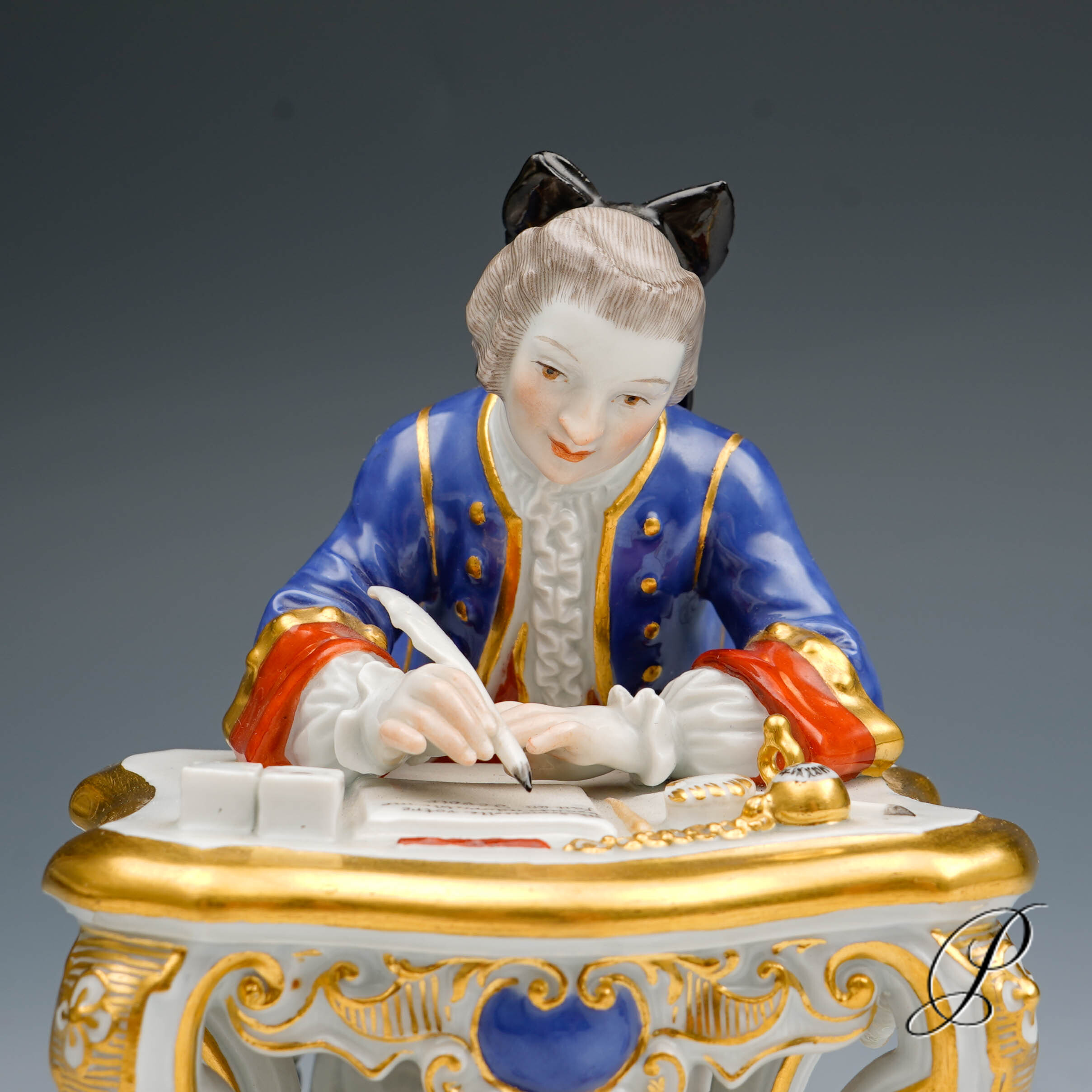 traumhafte Figur Meissen 1.Wahl - Kavalier am Schreibtisch - – Bild 4