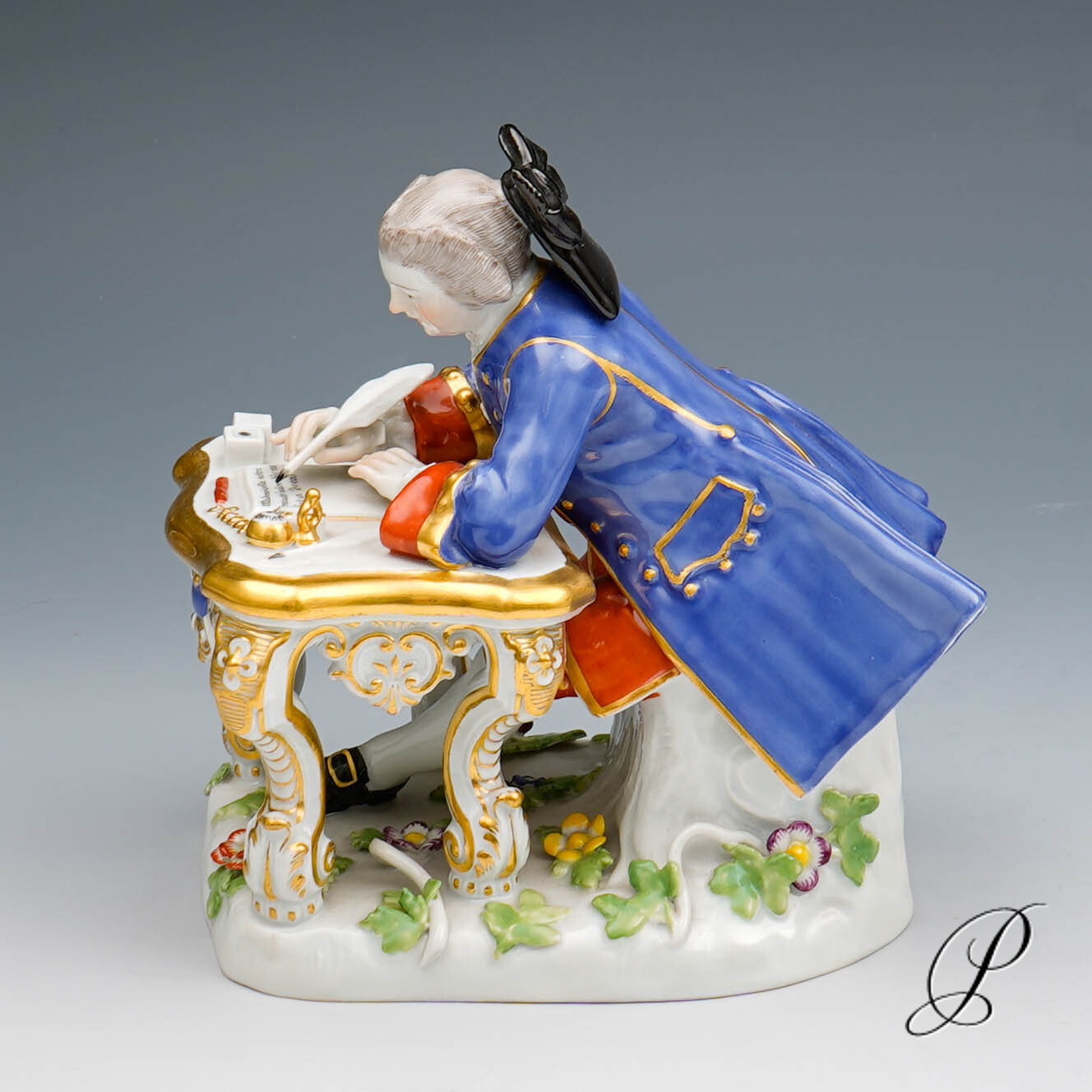 traumhafte Figur Meissen 1.Wahl - Kavalier am Schreibtisch - – Bild 7