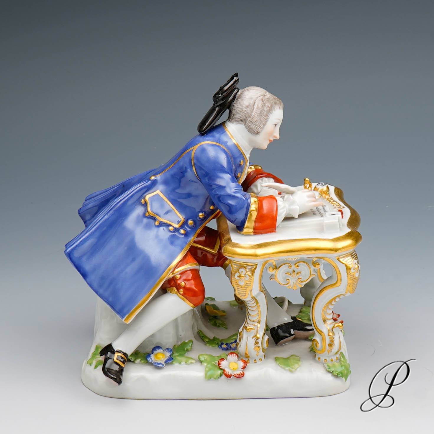 traumhafte Figur Meissen 1.Wahl - Kavalier am Schreibtisch - – Bild 11