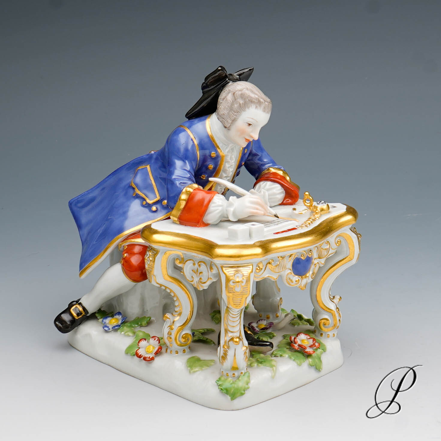 traumhafte Figur Meissen 1.Wahl - Kavalier am Schreibtisch - – Bild 12