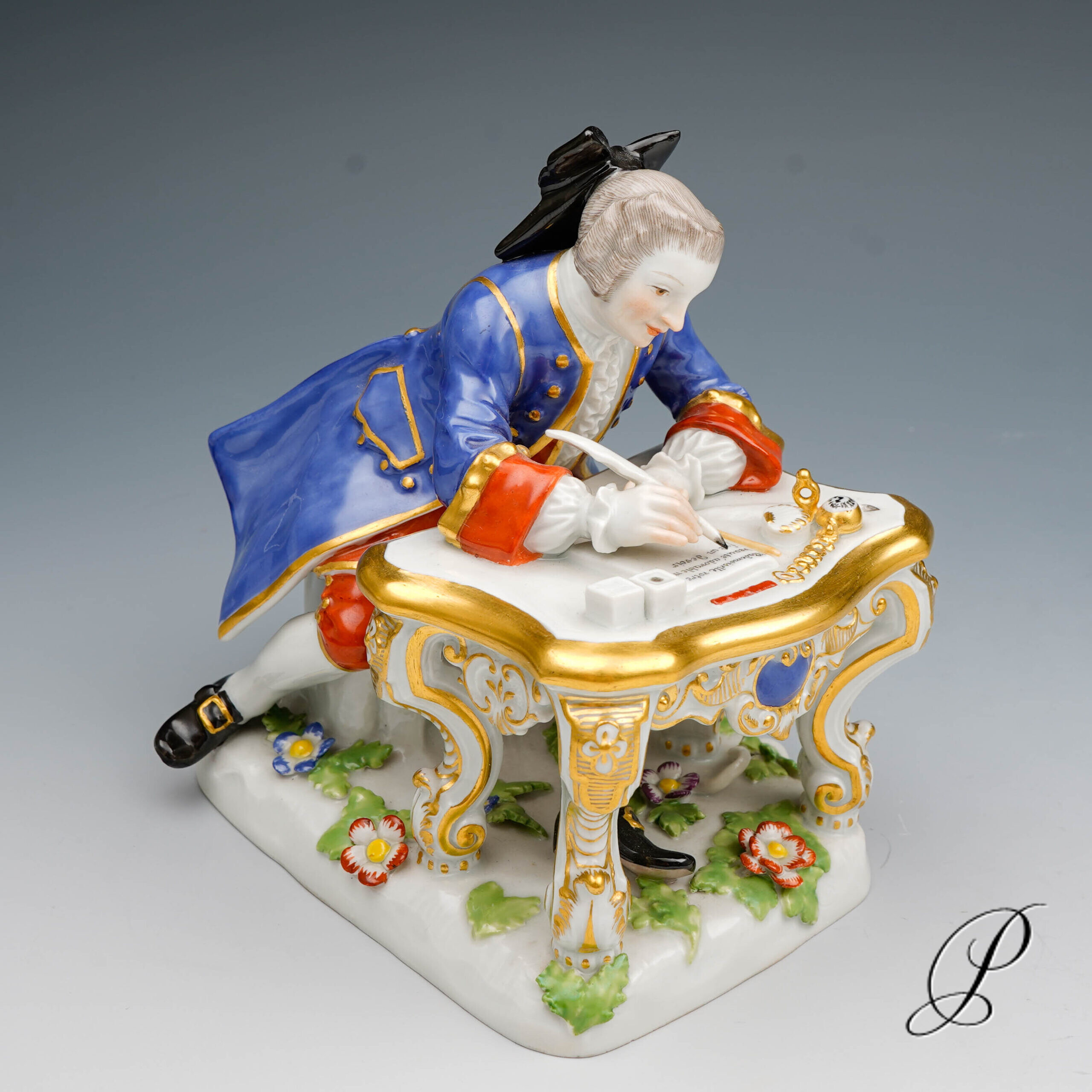 traumhafte Figur Meissen 1.Wahl - Kavalier am Schreibtisch - – Bild 13