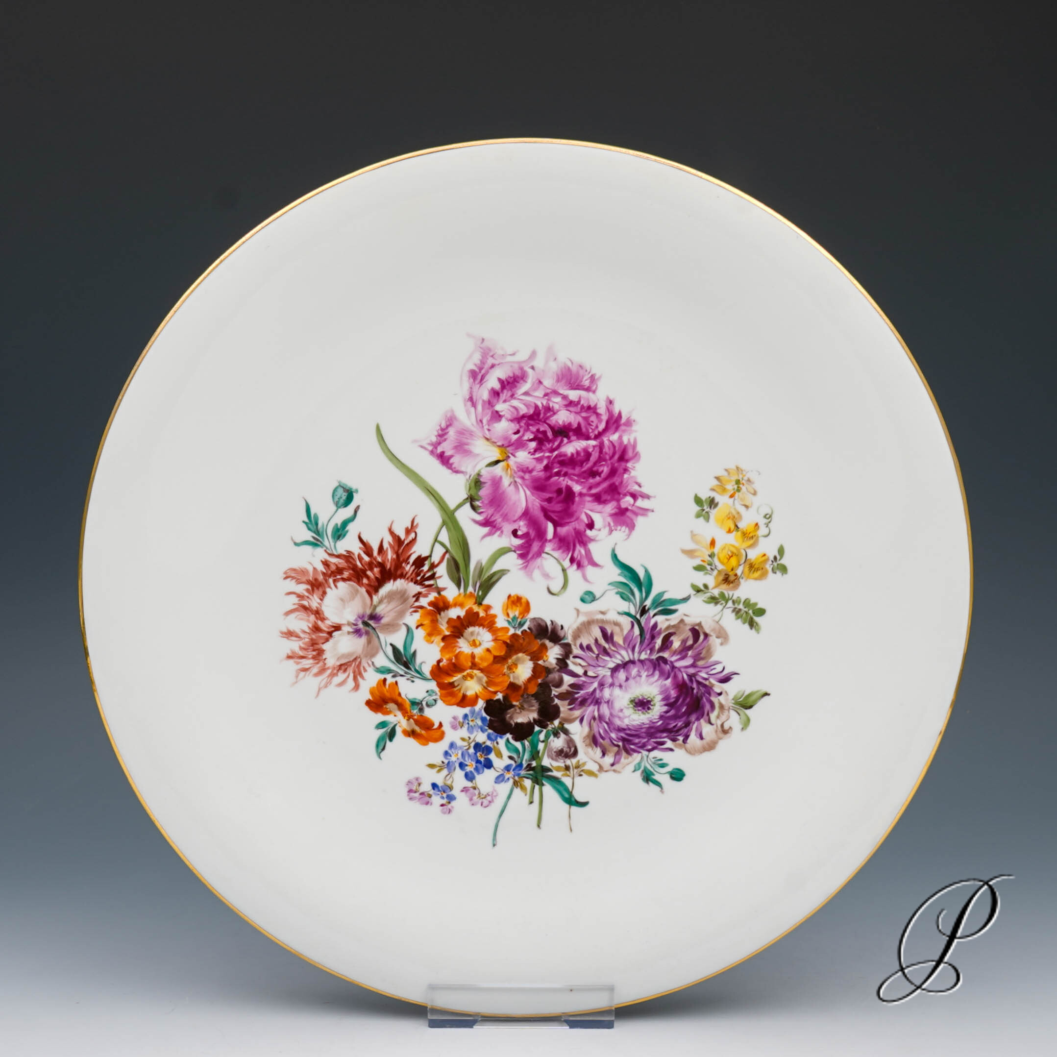 sehr großer Wandteller (35cm!!!) Meissen mit Blumenbukett