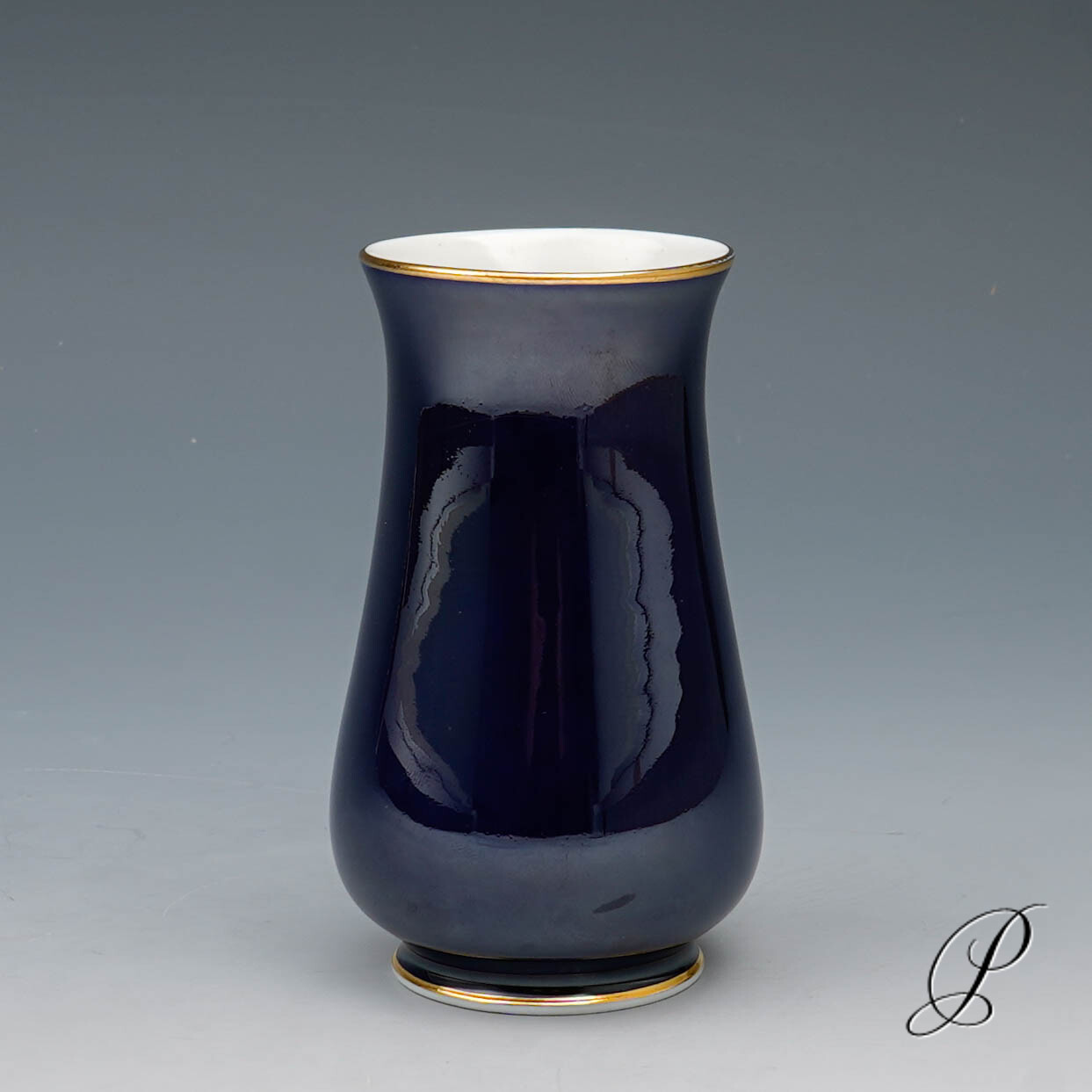 Vase Meissen Kobaltblau mit Blumenbukett – Bild 4