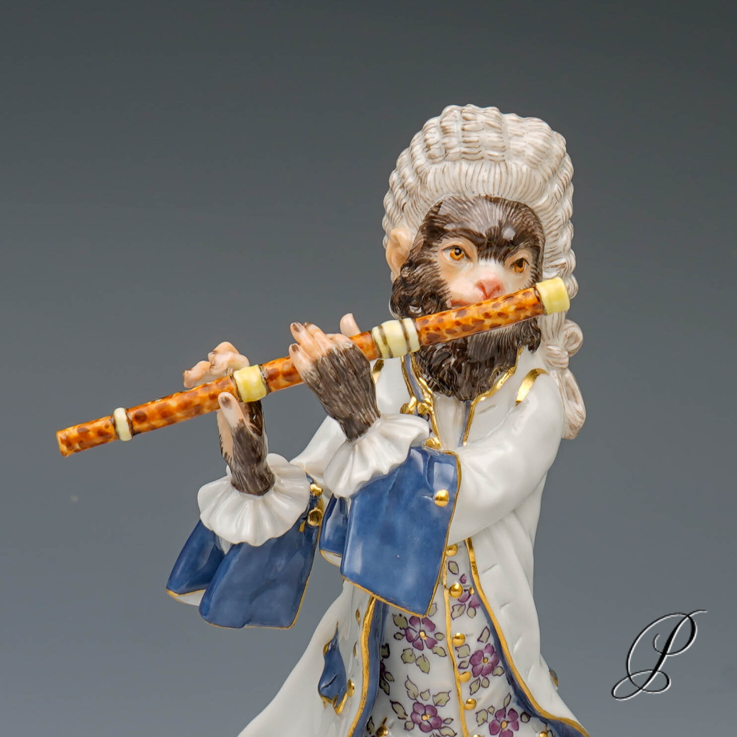 Figur Meissner Porzellan 1.Wahl / Affenkapelle - Flötist – Bild 3