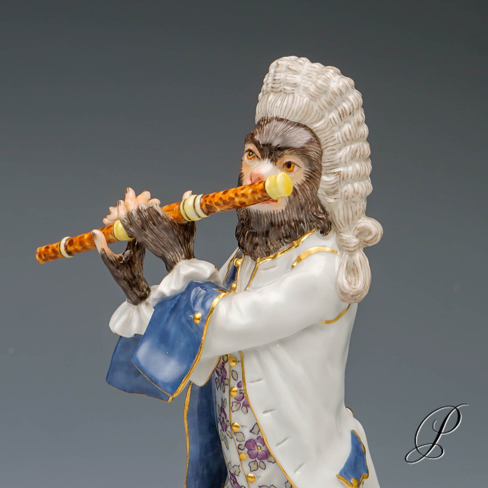 Figur Meissner Porzellan 1.Wahl / Affenkapelle - Flötist – Bild 9