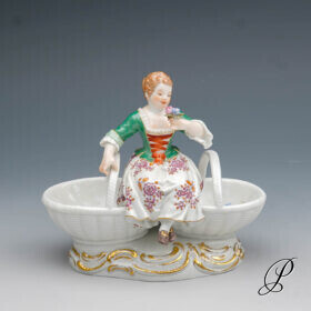 Figürliche Gewürzmenage Meissen mit Blumenmalerei