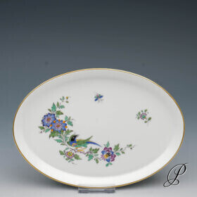 ovales Tablett Meissen 1.Wahl mit Indischer Fels, Blumen und Vogelmalerei