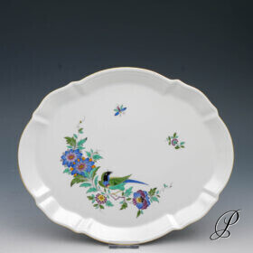Tablett Meissen 1.Wahl mit Indischer Fels, Blumen und Vogelmalerei