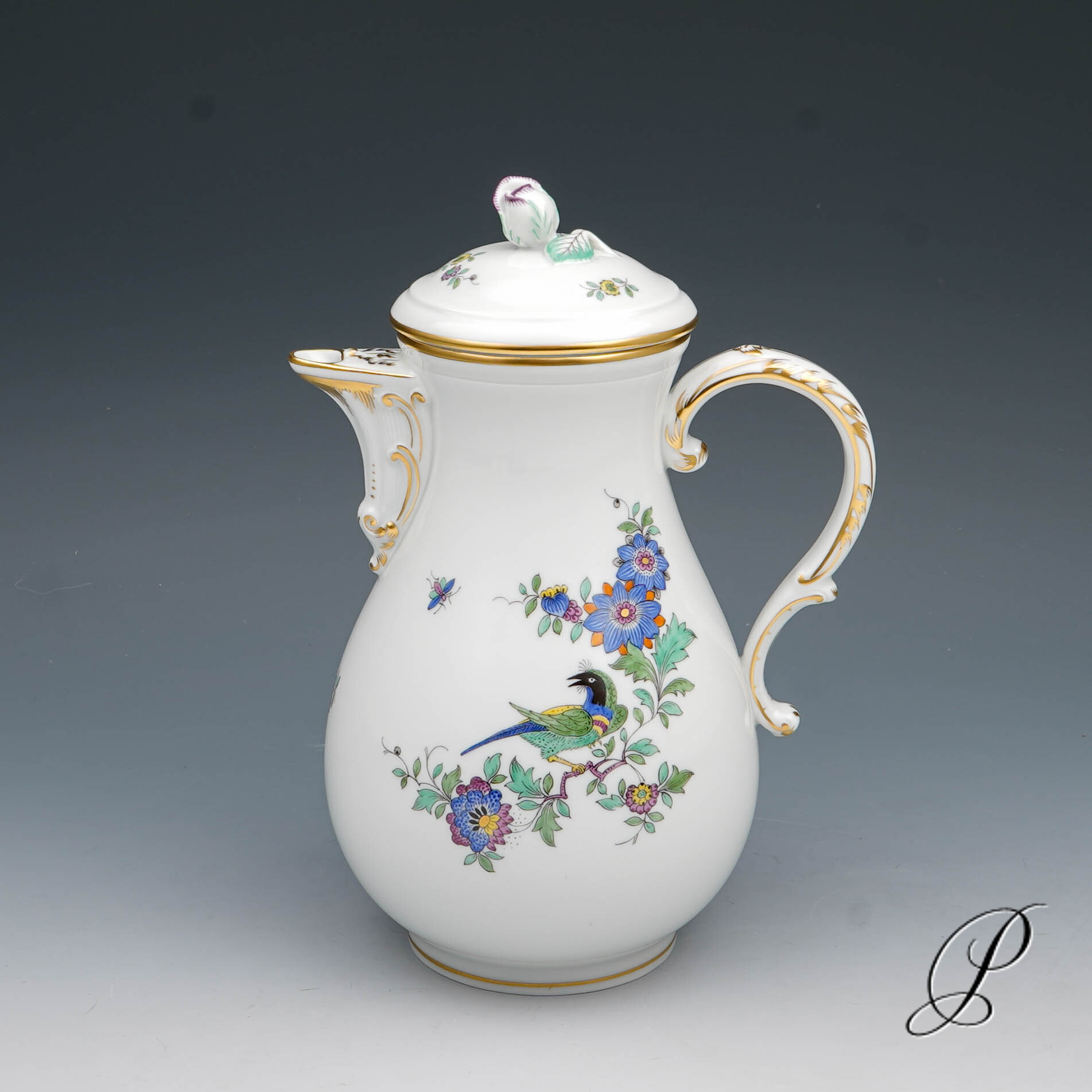 Kaffeeservice Meissen 1.Wahl Indische Fels, Blumen und Vogelmalerei – Bild 2