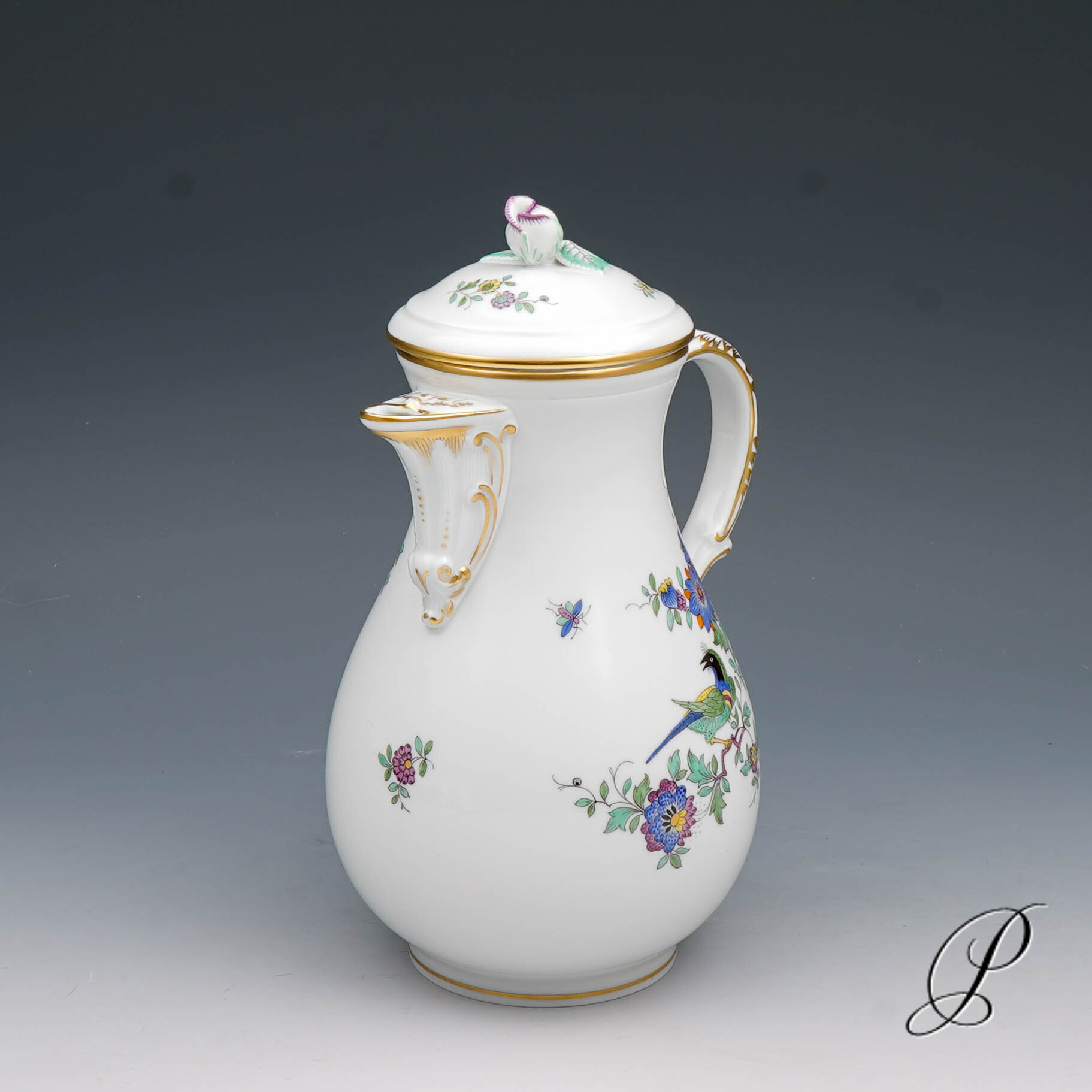 Kaffeeservice Meissen 1.Wahl Indische Fels, Blumen und Vogelmalerei – Bild 3