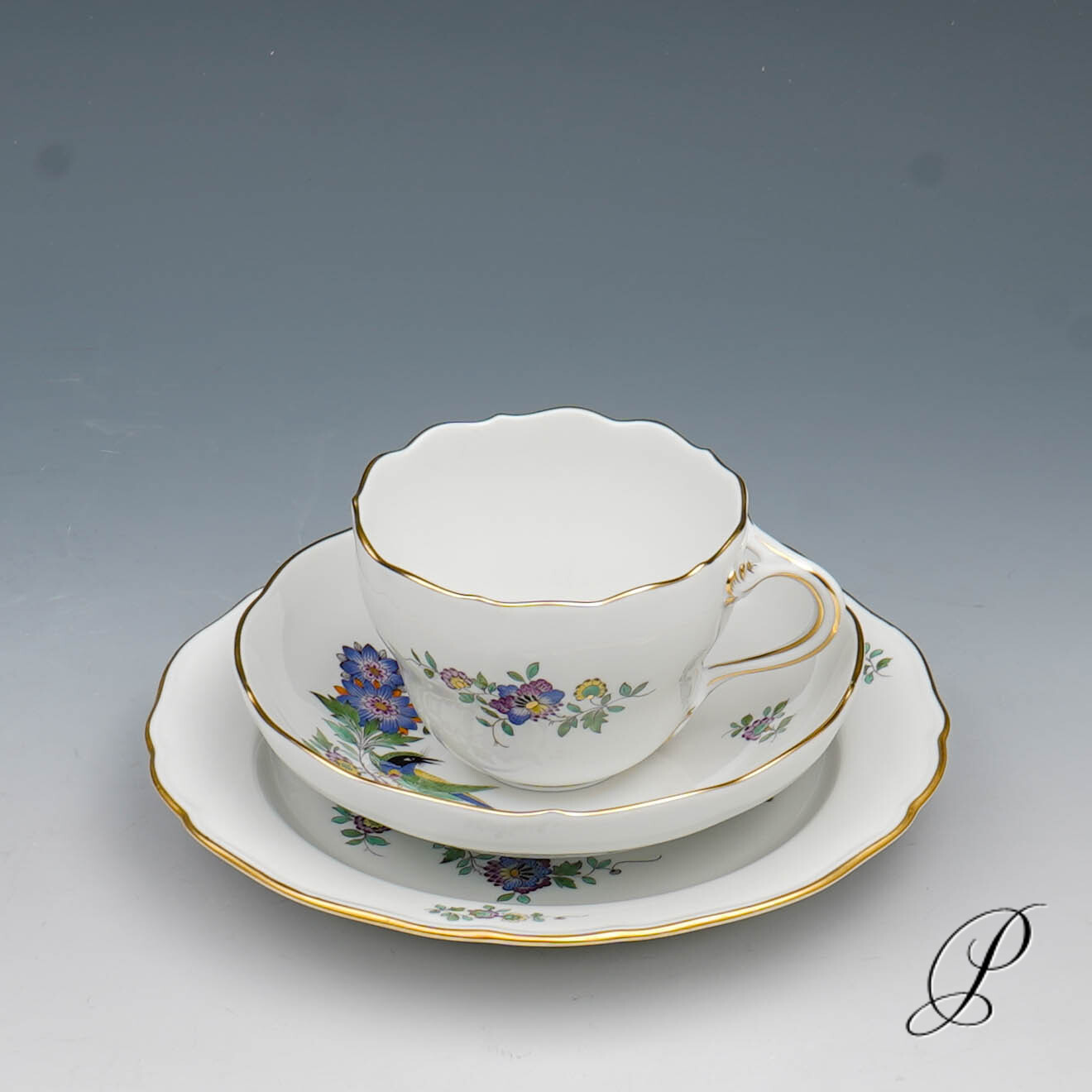 Kaffeeservice Meissen 1.Wahl Indische Fels, Blumen und Vogelmalerei – Bild 16