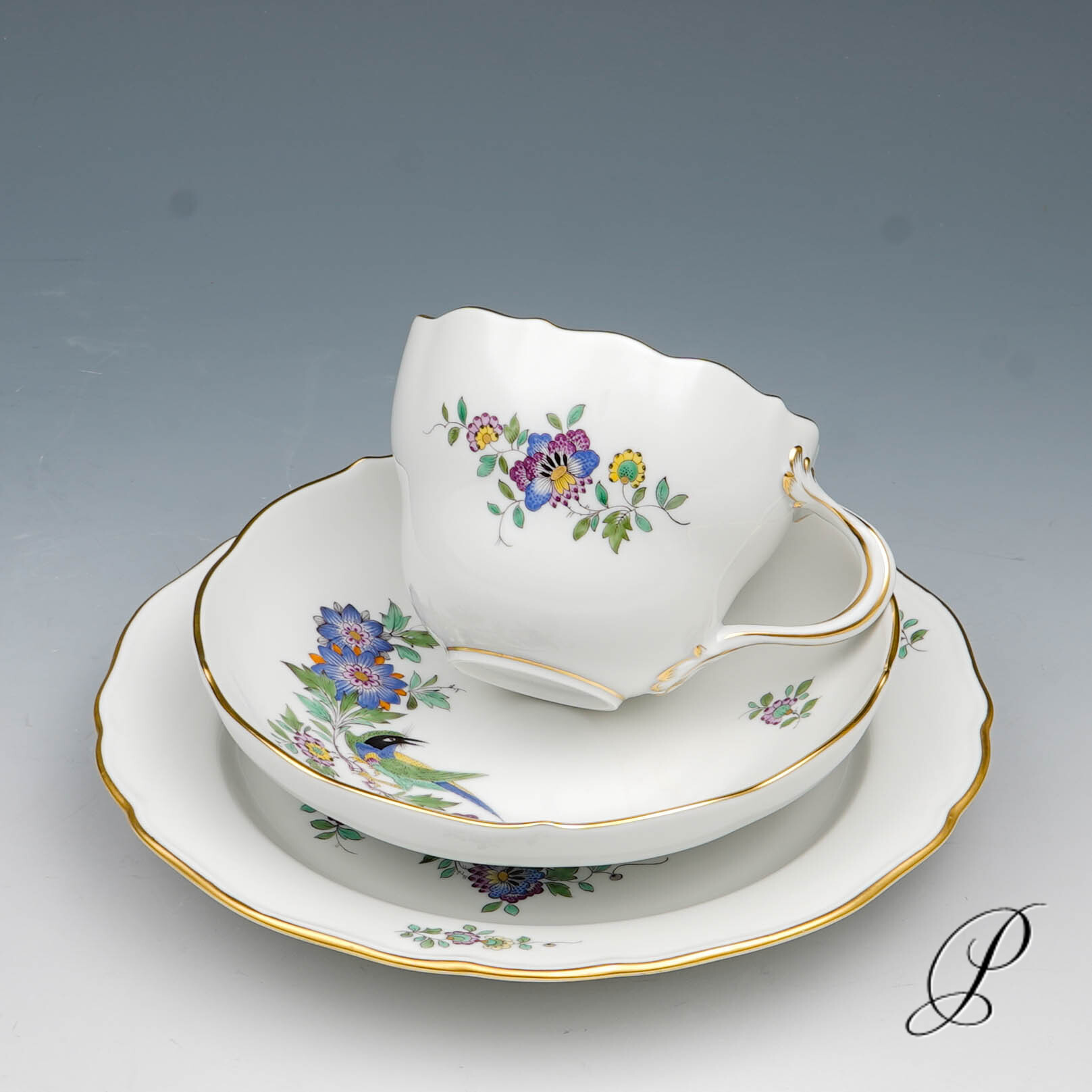 Kaffeeservice Meissen 1.Wahl Indische Fels, Blumen und Vogelmalerei – Bild 18