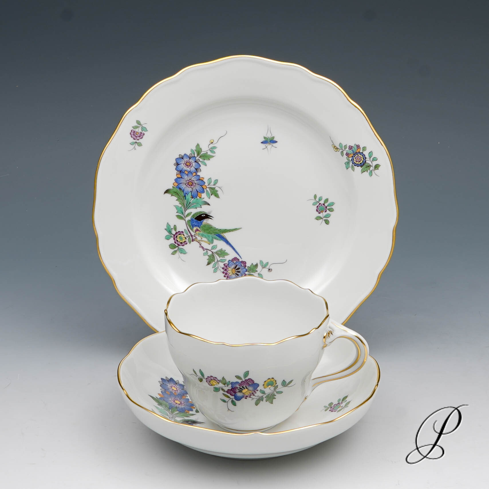 Kaffeeservice Meissen 1.Wahl Indische Fels, Blumen und Vogelmalerei – Bild 19