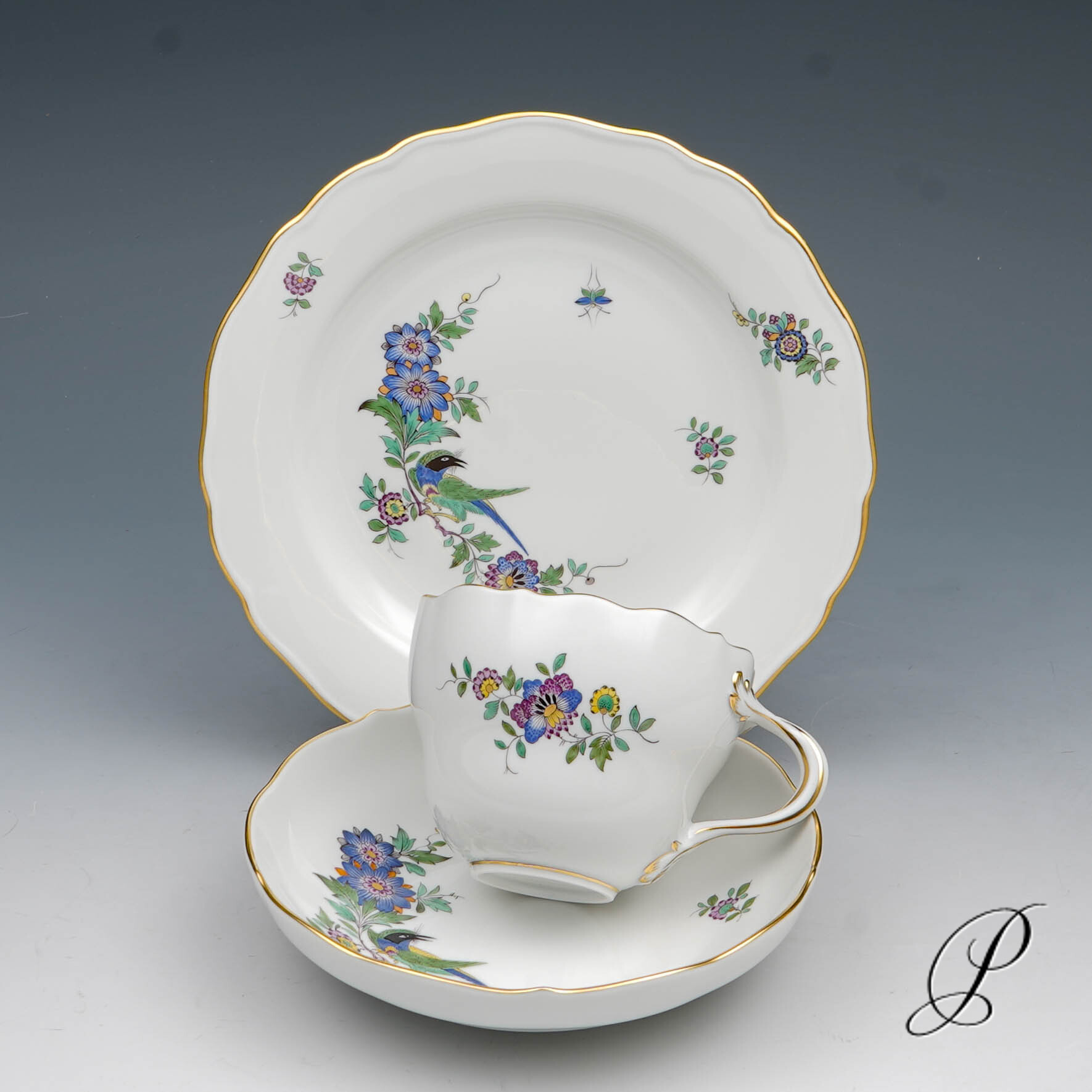 Kaffeeservice Meissen 1.Wahl Indische Fels, Blumen und Vogelmalerei – Bild 20