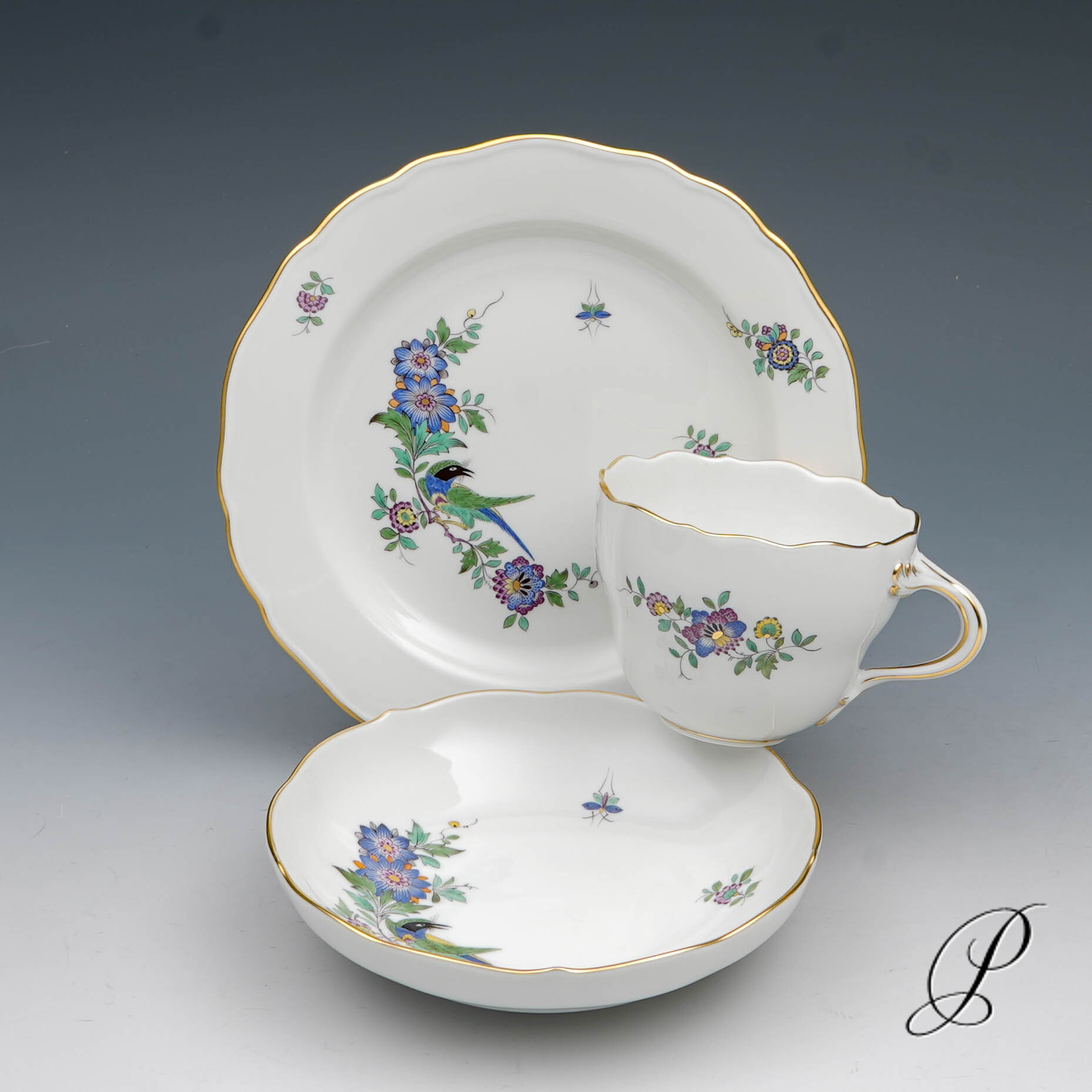 Kaffeeservice Meissen 1.Wahl Indische Fels, Blumen und Vogelmalerei – Bild 21