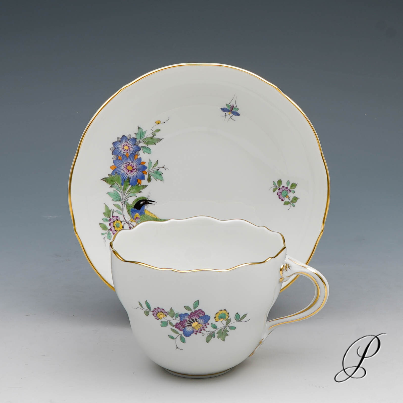 Kaffeeservice Meissen 1.Wahl Indische Fels, Blumen und Vogelmalerei – Bild 23