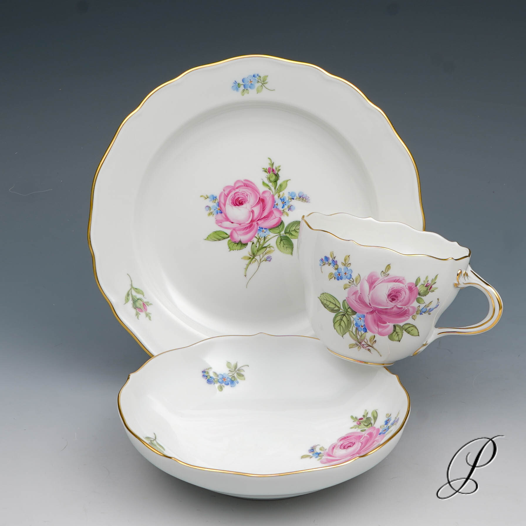 Kaffeegedeck Meissen im Dekor Rote Rose und Vergißmeinnicht – Bild 6