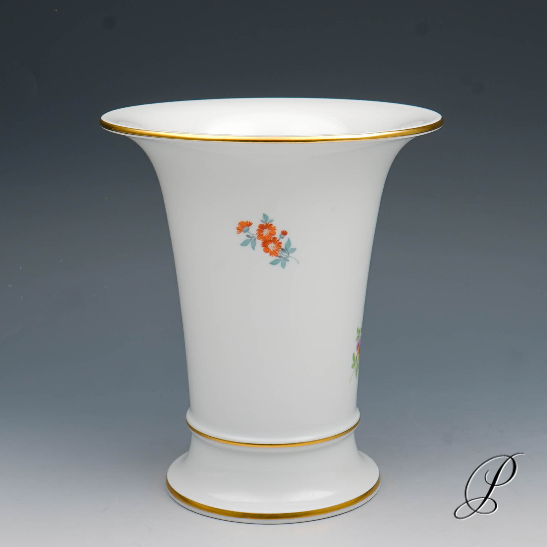 große Vase Meissen 1.Wahl mit Blumenmalerei – Bild 3