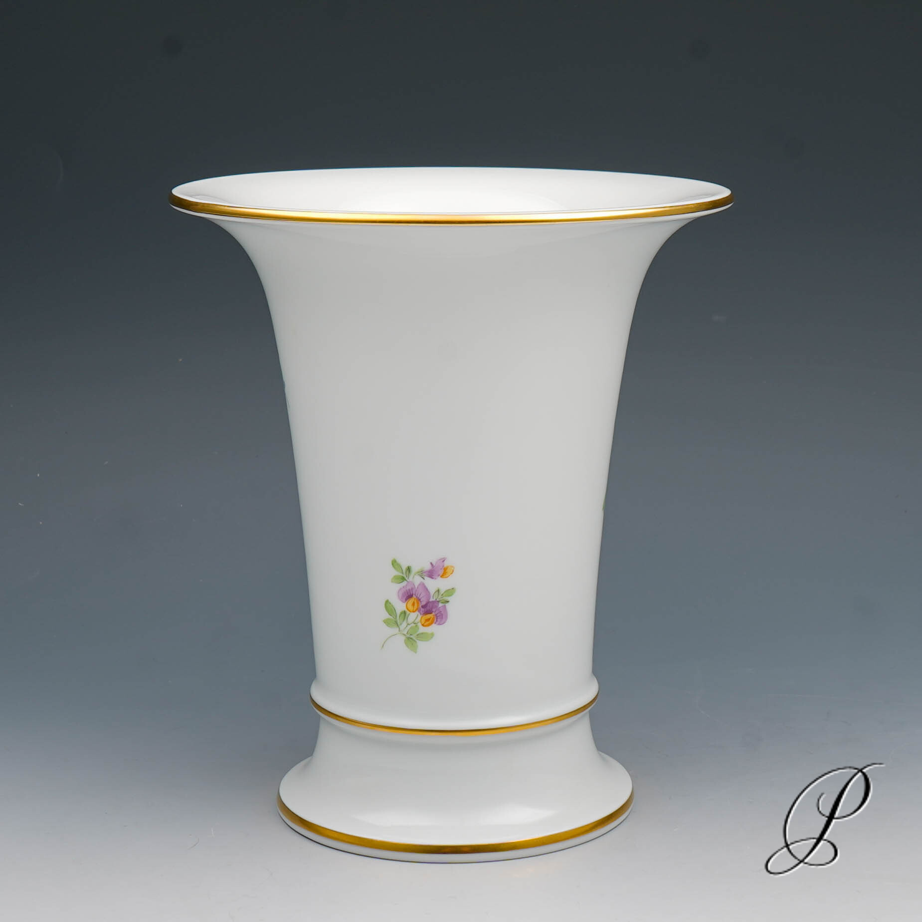 große Vase Meissen 1.Wahl mit Blumenmalerei – Bild 4