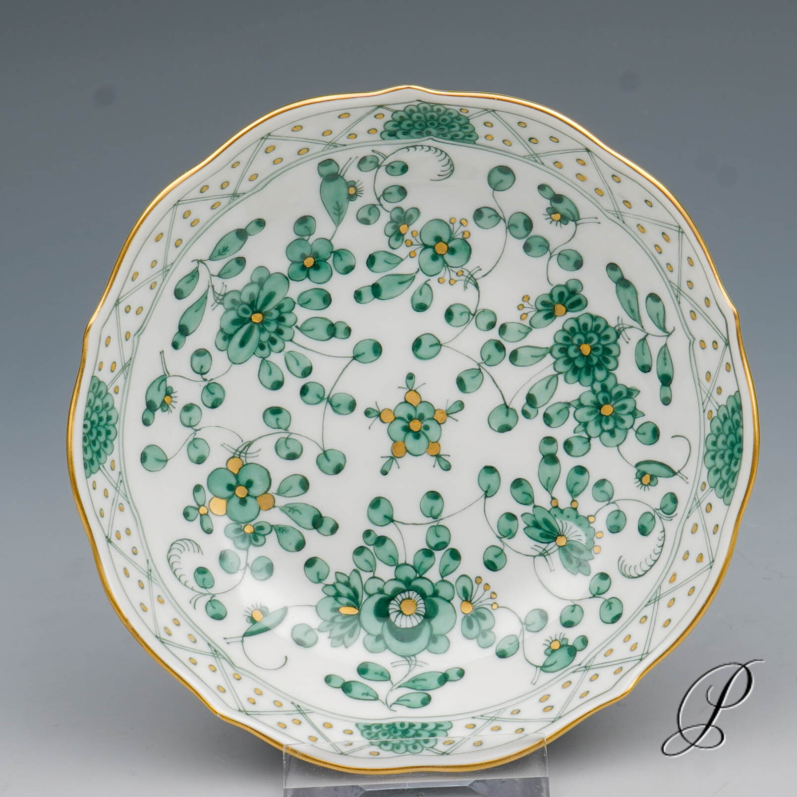 Mokkagedeck Meissen 1.Wahl reiche Indische Malerei grün NP# 1020,- EUR – Bild 9