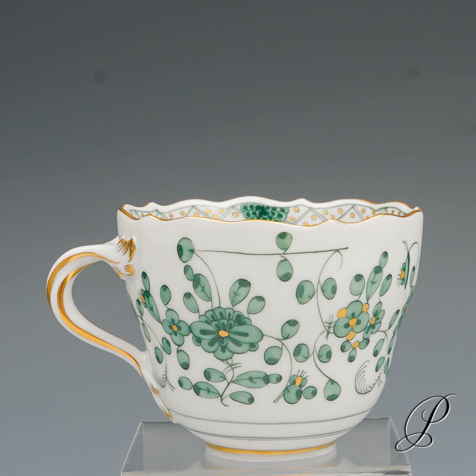 Mokkagedeck Meissen 1.Wahl reiche Indische Malerei grün NP# 1020,- EUR – Bild 12