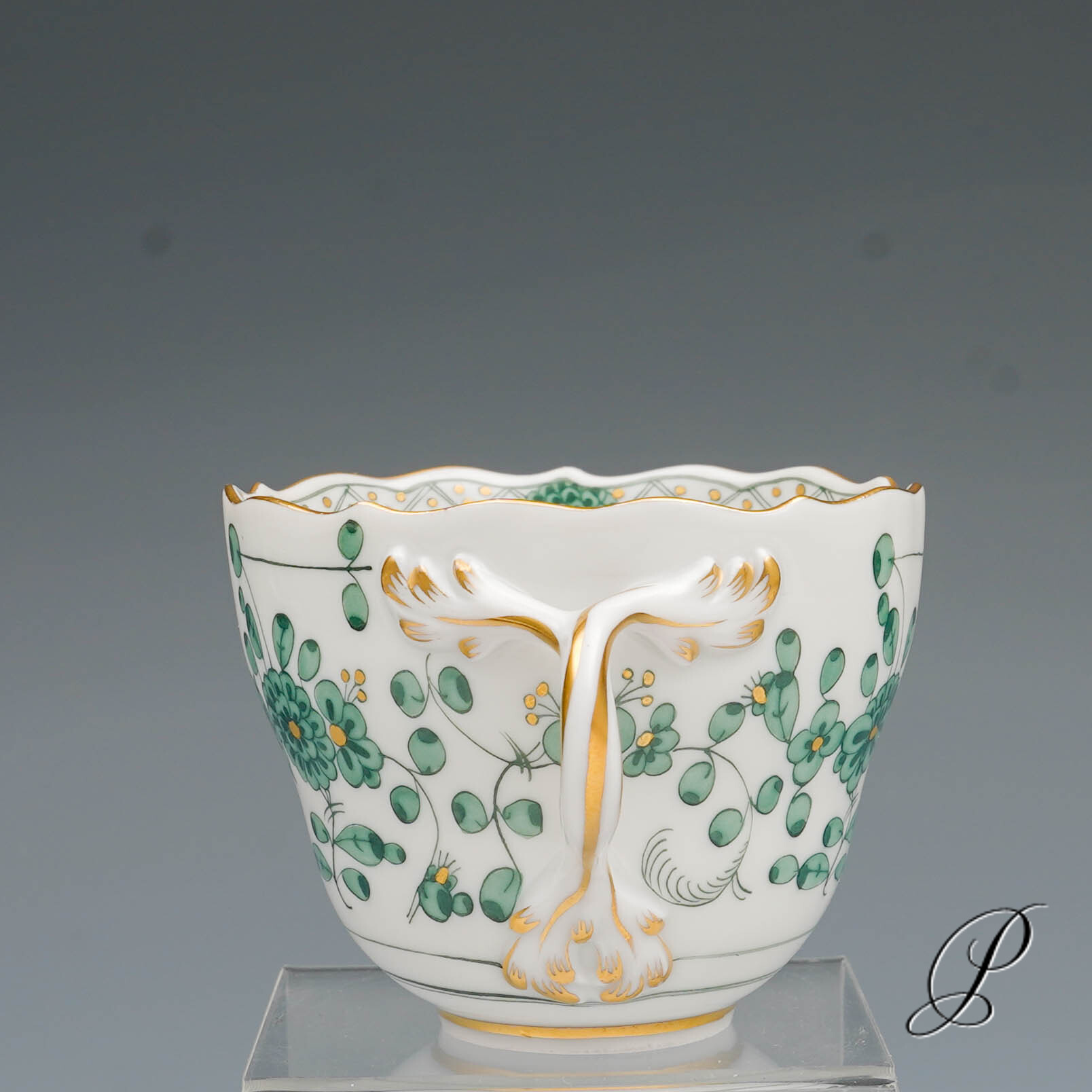 Mokkagedeck Meissen 1.Wahl reiche Indische Malerei grün NP# 1020,- EUR – Bild 13