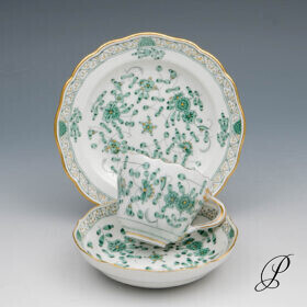 Mokkagedeck Meissen 1.Wahl reiche Indische Malerei grün NP# 1020,- EUR