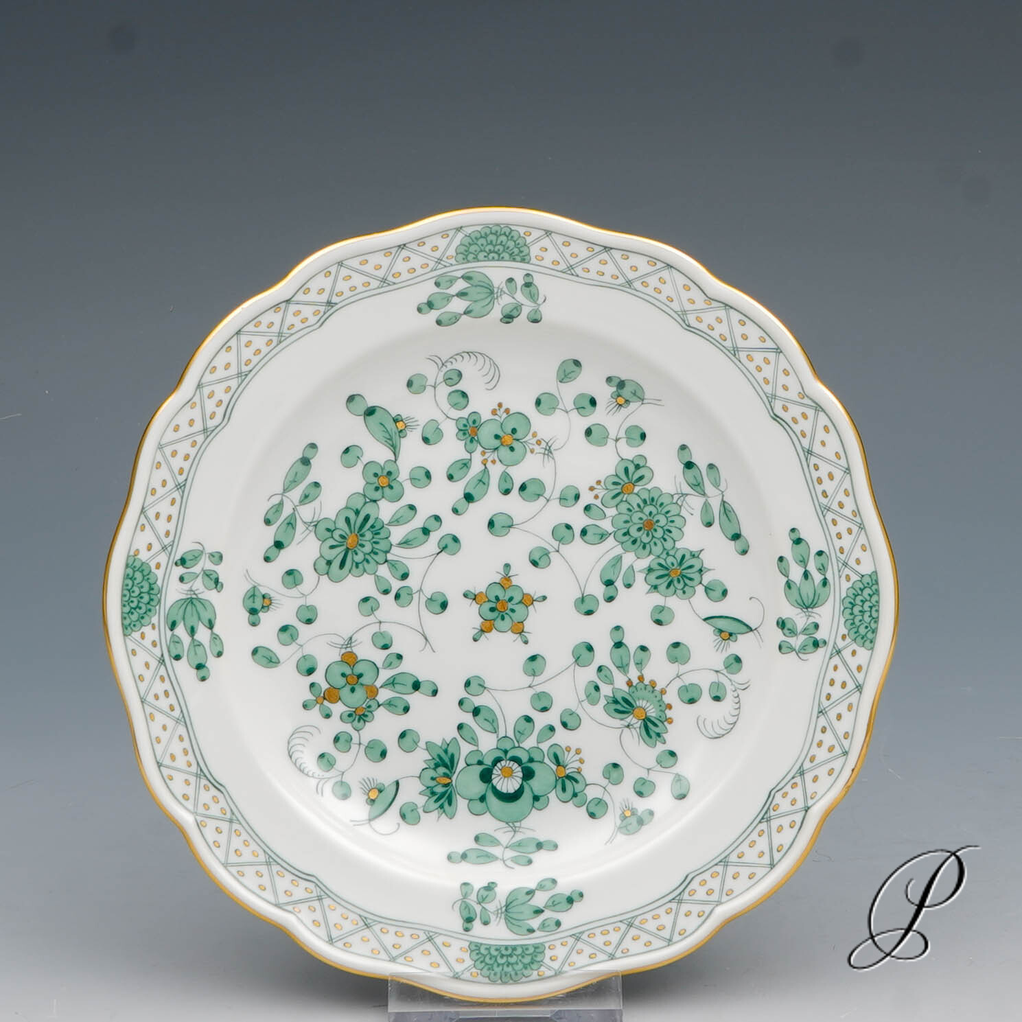 Mokkagedeck Meissen 1.Wahl reiche Indische Malerei grün NP# 1020,- EUR – Bild 5