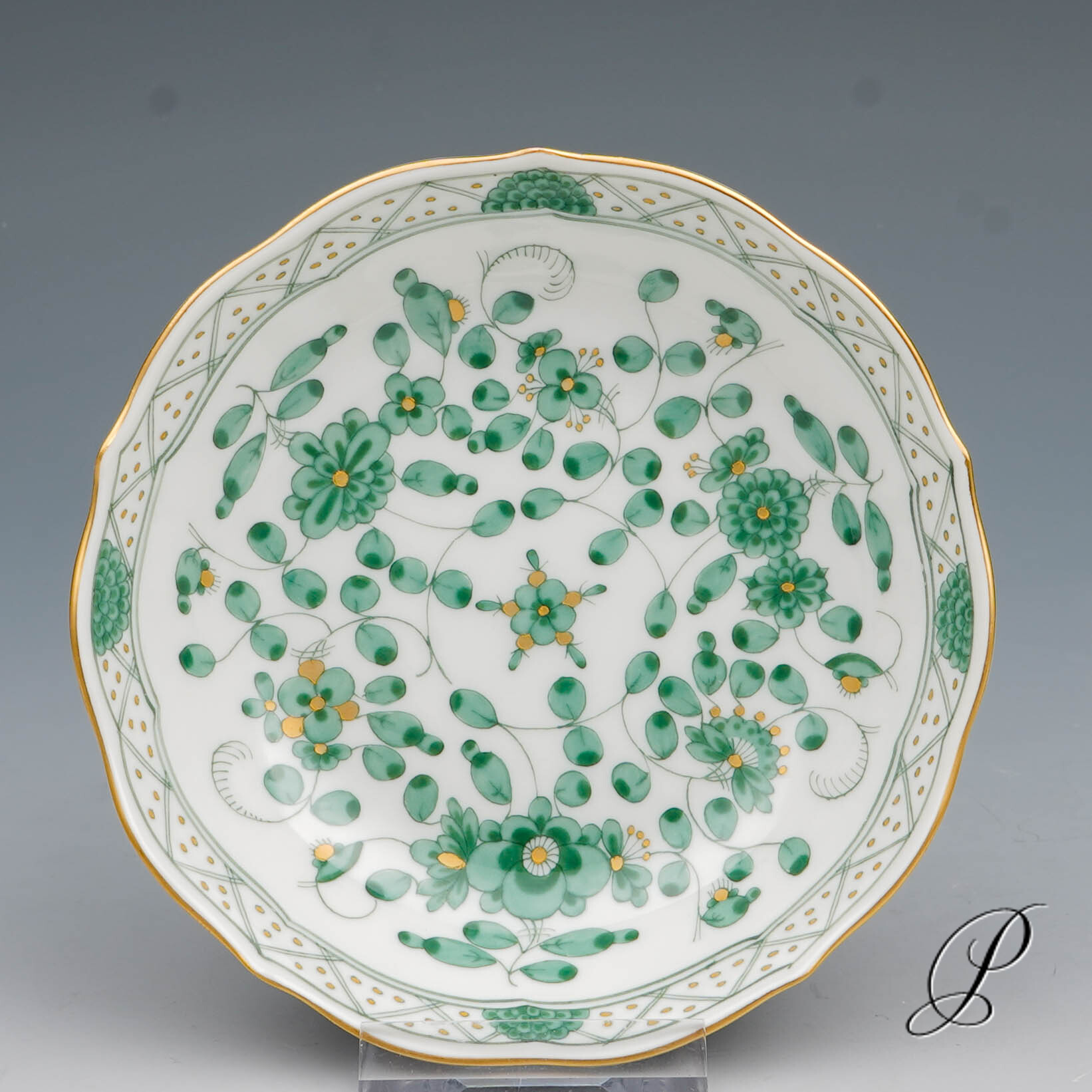 Mokkagedeck Meissen 1.Wahl reiche Indische Malerei grün NP# 1020,- EUR – Bild 7