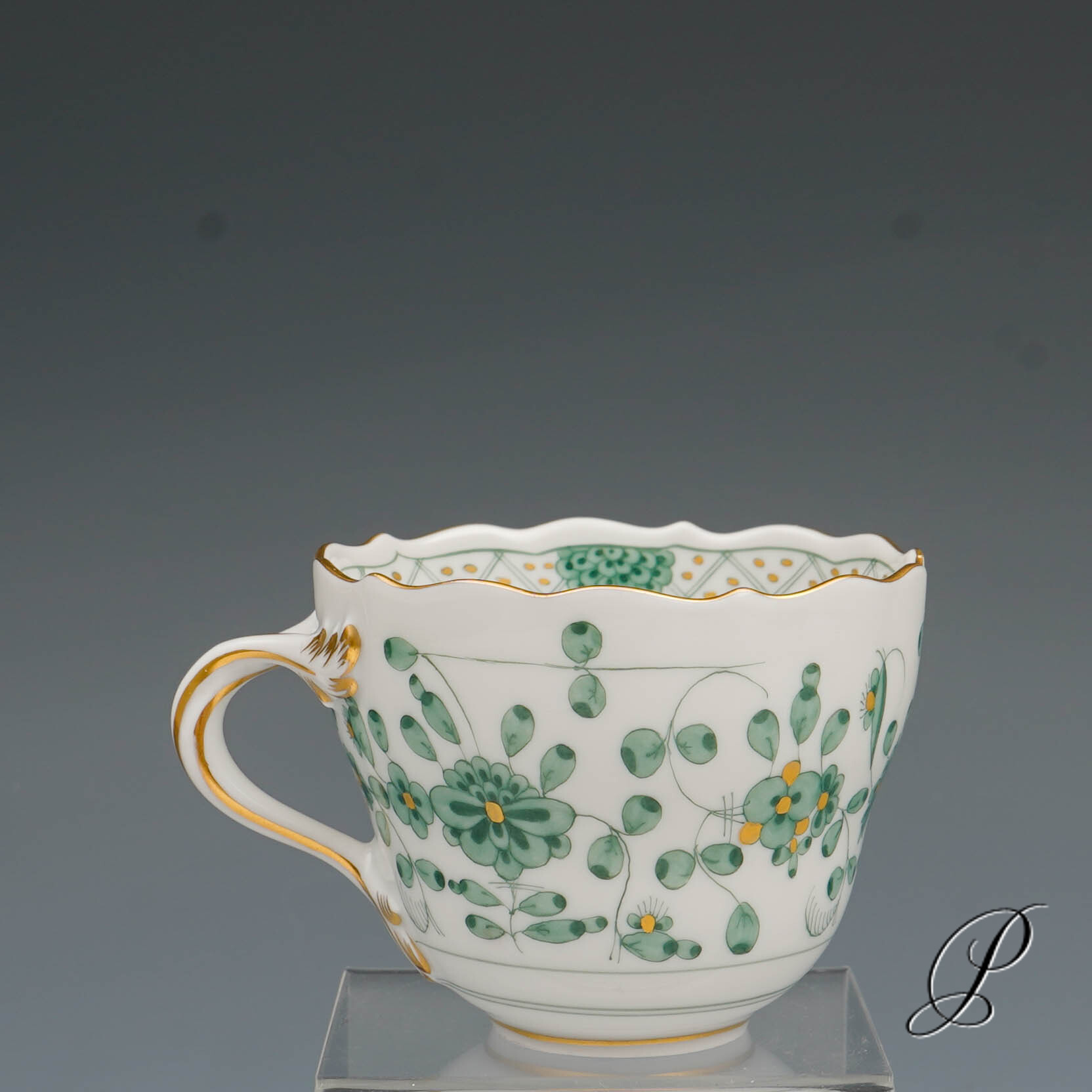 Mokkagedeck Meissen 1.Wahl reiche Indische Malerei grün NP# 1020,- EUR – Bild 10