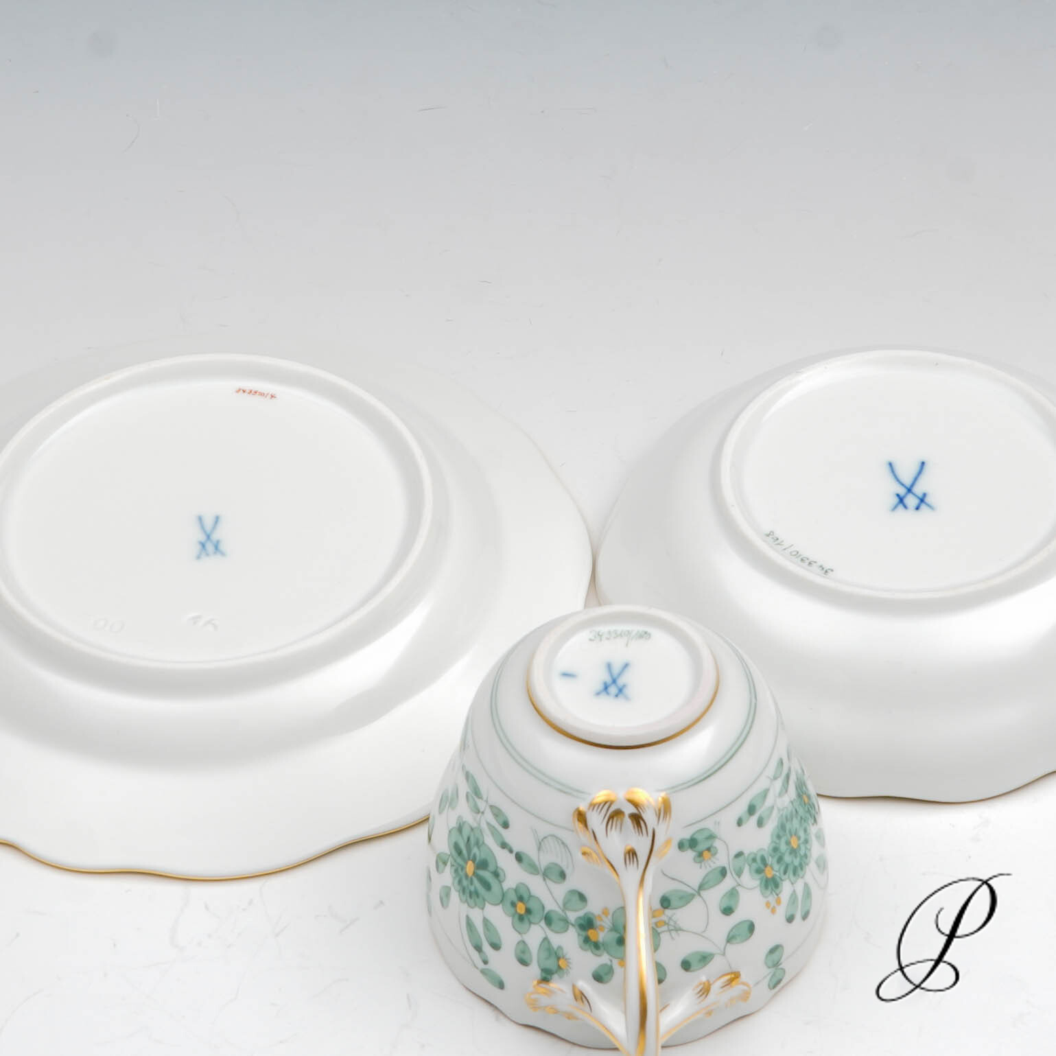 Mokkagedeck Meissen 1.Wahl reiche Indische Malerei grün NP# 1020,- EUR – Bild 12