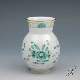 Vase Meissen 1.Wahl reiche Indische Malerei grün NP# 385,- EUR