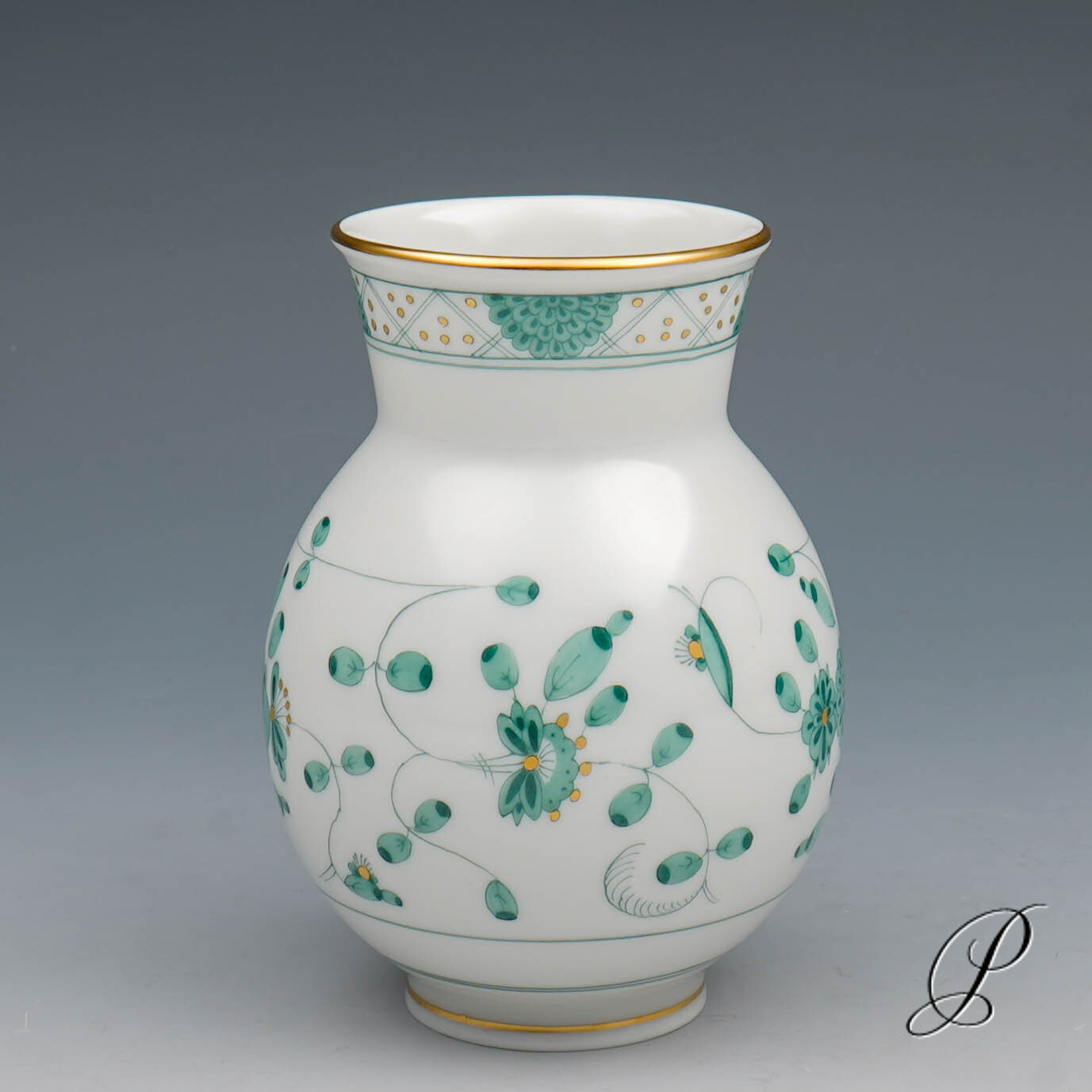 Vase Meissen 1.Wahl reiche Indische Malerei grün NP# 385,- EUR – Bild 2