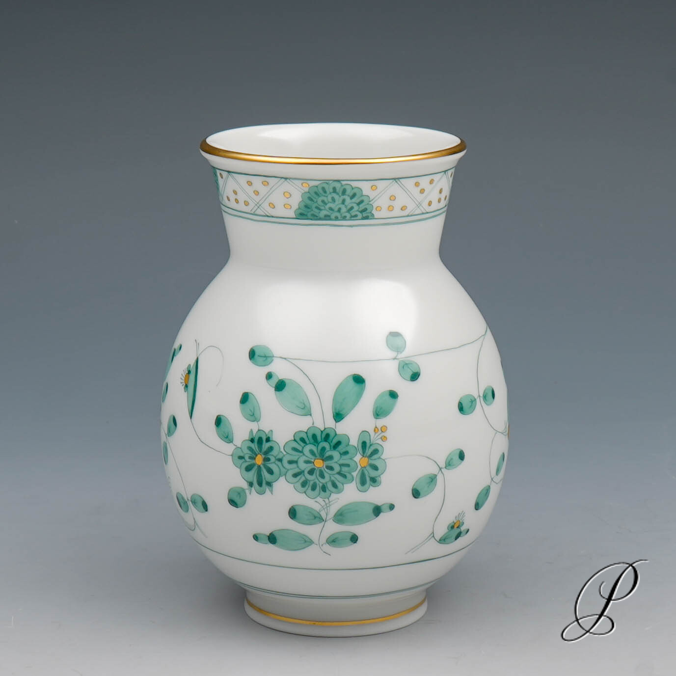Vase Meissen 1.Wahl reiche Indische Malerei grün NP# 385,- EUR – Bild 3
